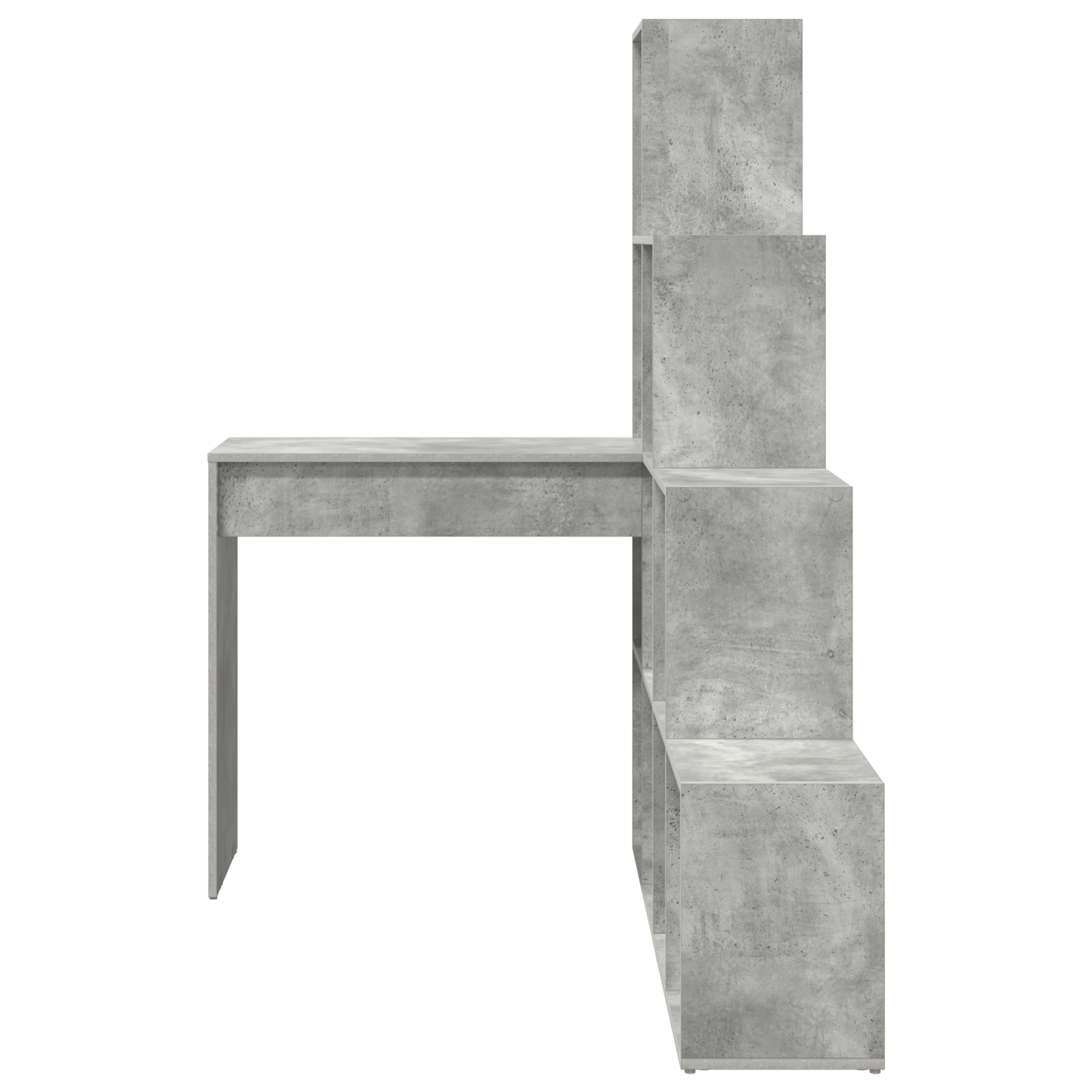 Sarokíróasztal polcokkal tárolóval beton szürke 101,5 x 149,5 x 149,5 cm