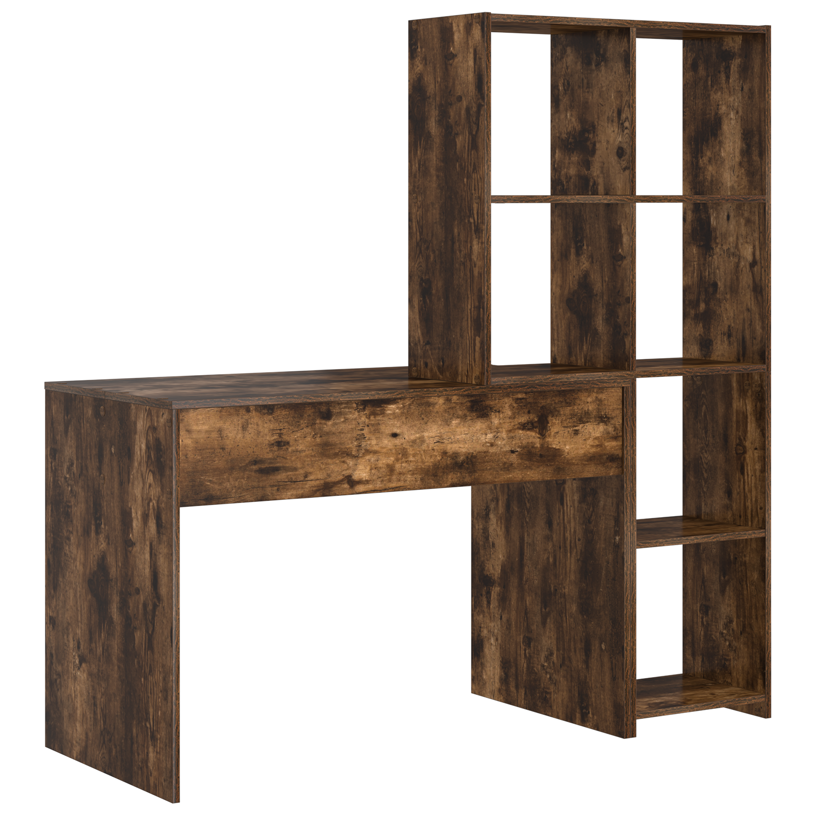 Asztal polcokkal tárolóval füstölt tölgy 138.5 x 55 x 143 cm faanyag