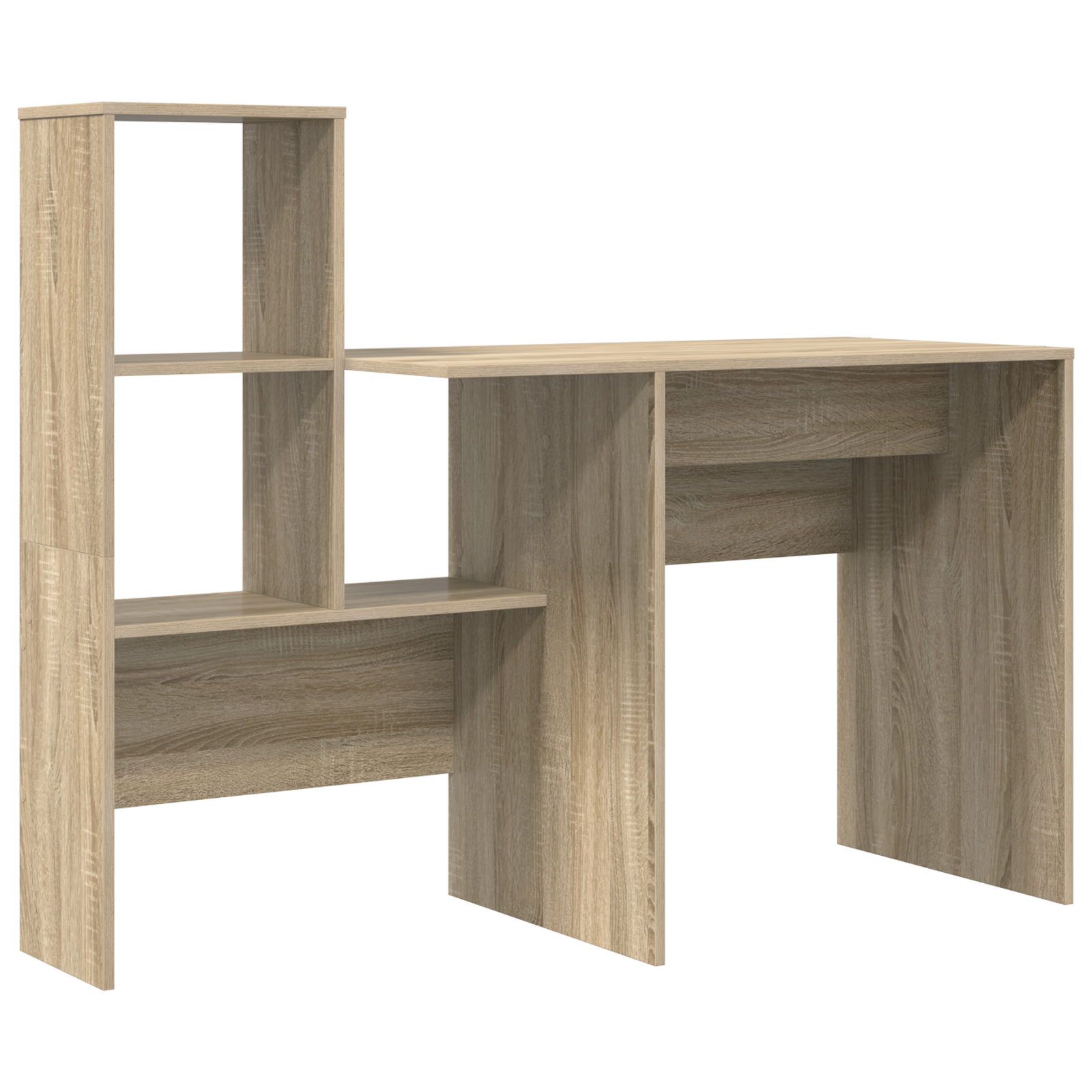 Asztal fiókkal polcokkal tárolóval sonoma tölgy 131.5 x 50 x 106.5 cm faanyag