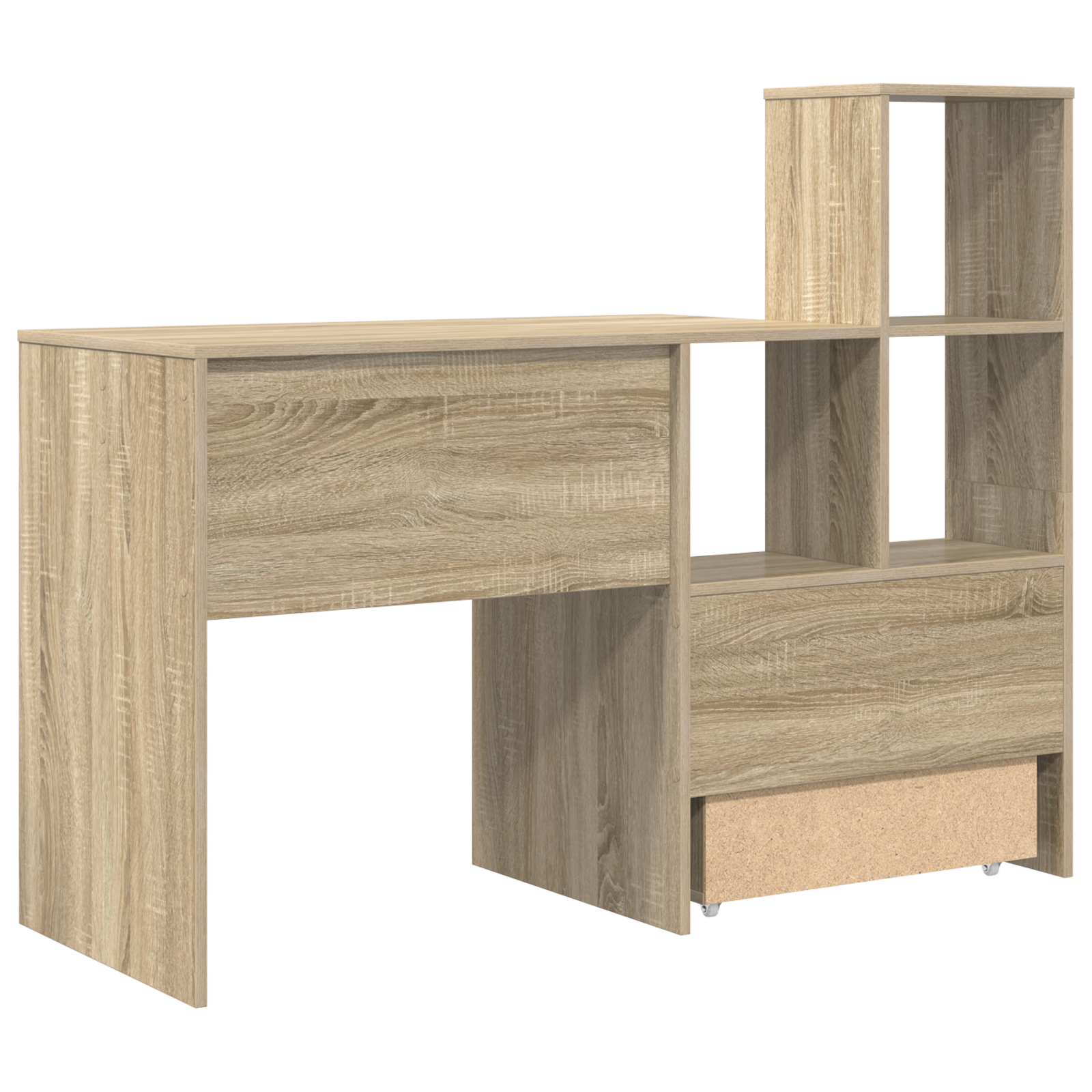 Asztal fiókkal polcokkal tárolóval sonoma tölgy 131.5 x 50 x 106.5 cm faanyag