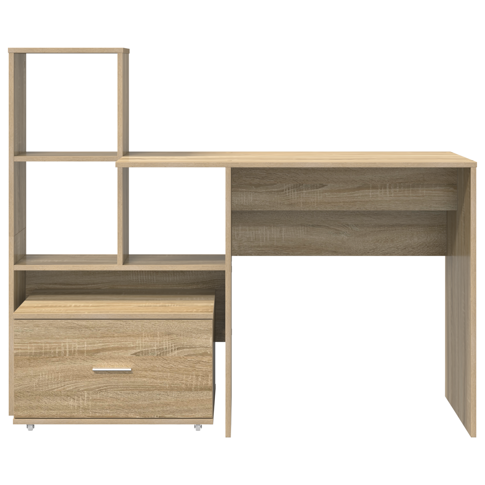 Asztal fiókkal polcokkal tárolóval sonoma tölgy 131.5 x 50 x 106.5 cm faanyag