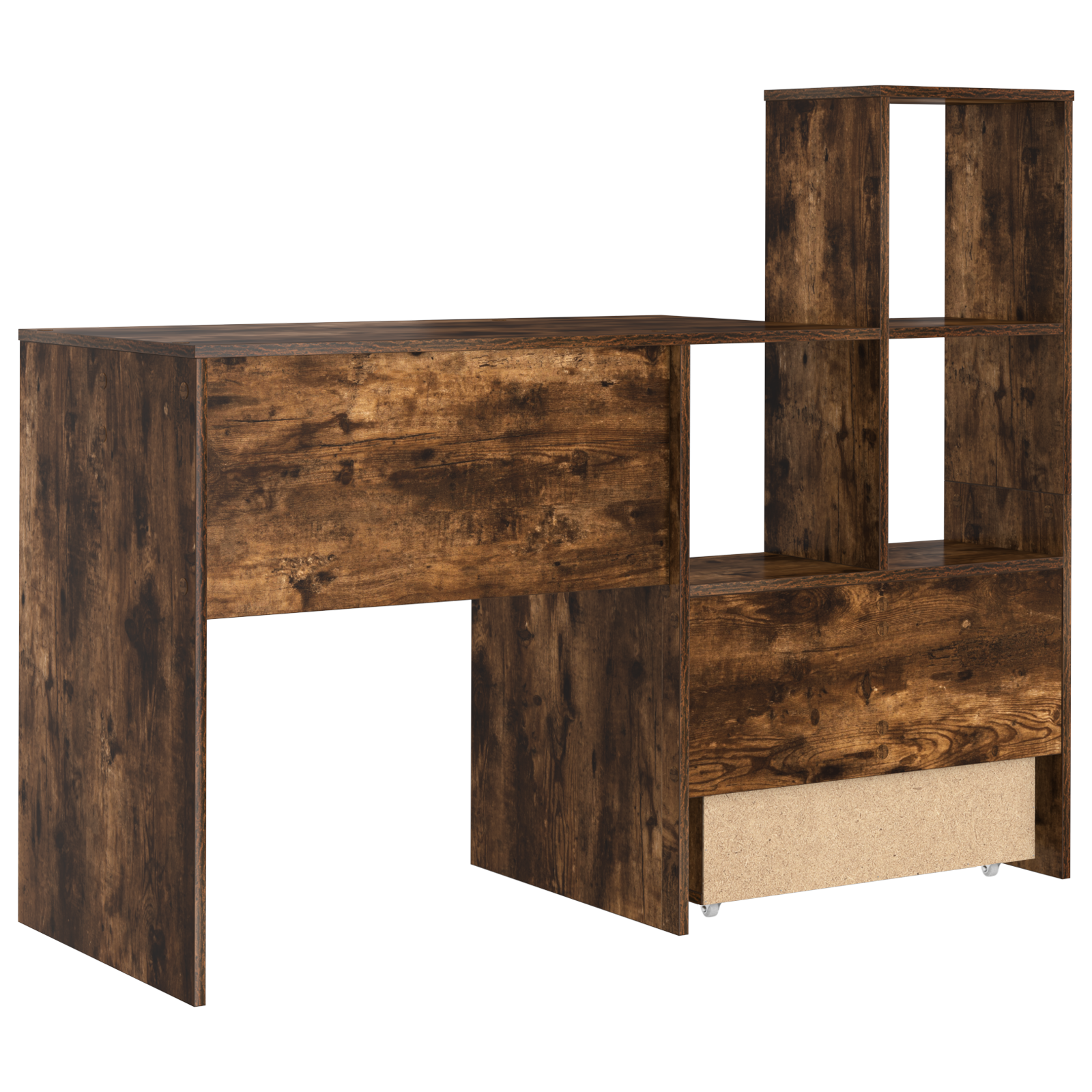 Asztal fiókkal polcokkal tárolóval füstölt tölgy 131.5 x 50 x 106.5 cm faanyag Asztal fiókkal polcokkal tárolóval füstölt tölgy 131.5 x 50 x 106.5 cm faanyag