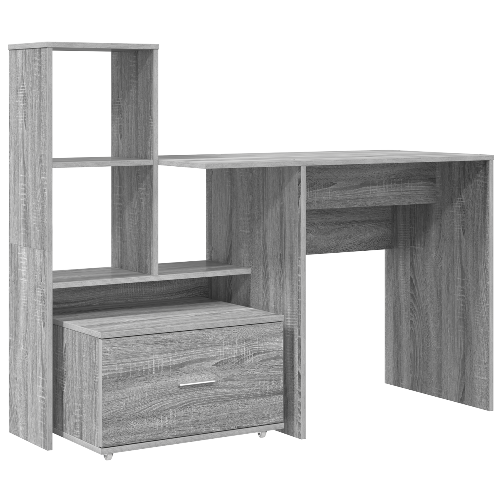 Asztal fiókkal polcokkal tárolóval szürke sonoma 131.5 x 50 x 106.5 cm faanyag Asztal fiókkal polcokkal tárolóval szürke sonoma 131.5 x 50 x 106.5 cm faanyag
