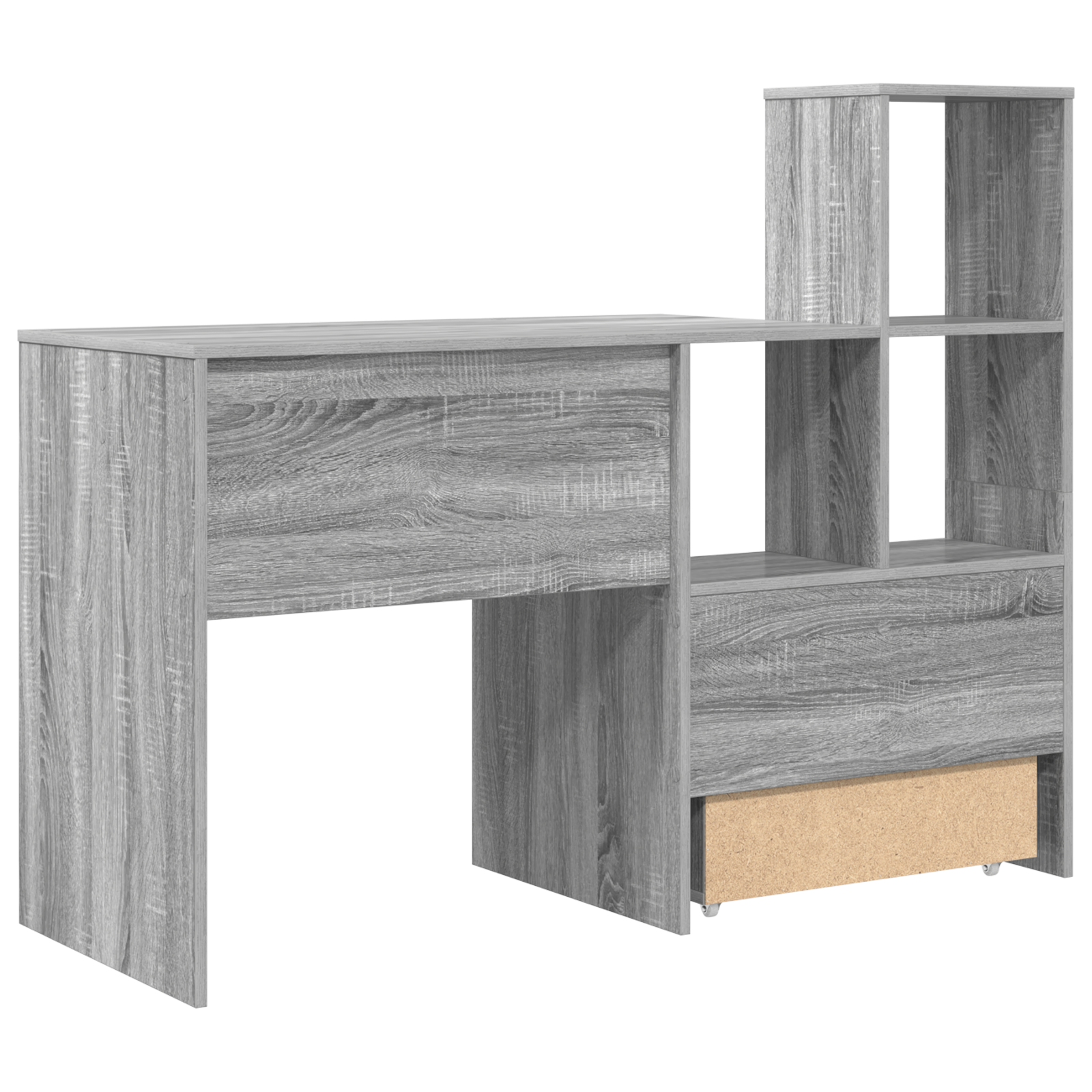 Asztal fiókkal polcokkal tárolóval szürke sonoma 131.5 x 50 x 106.5 cm faanyag Asztal fiókkal polcokkal tárolóval szürke sonoma 131.5 x 50 x 106.5 cm faanyag