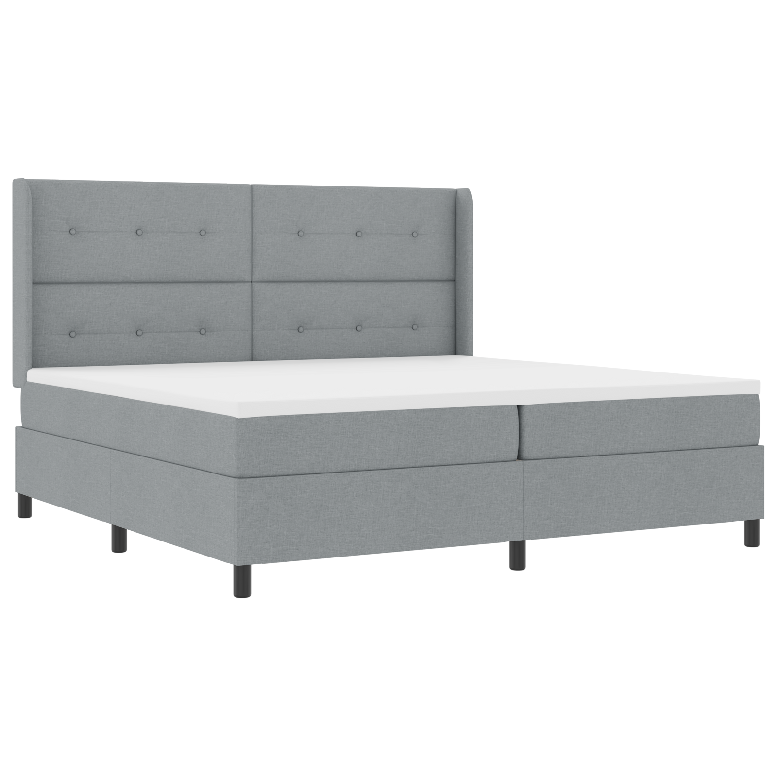 Boxspring ágy matraccal világosszürke 200x200 cm szövet