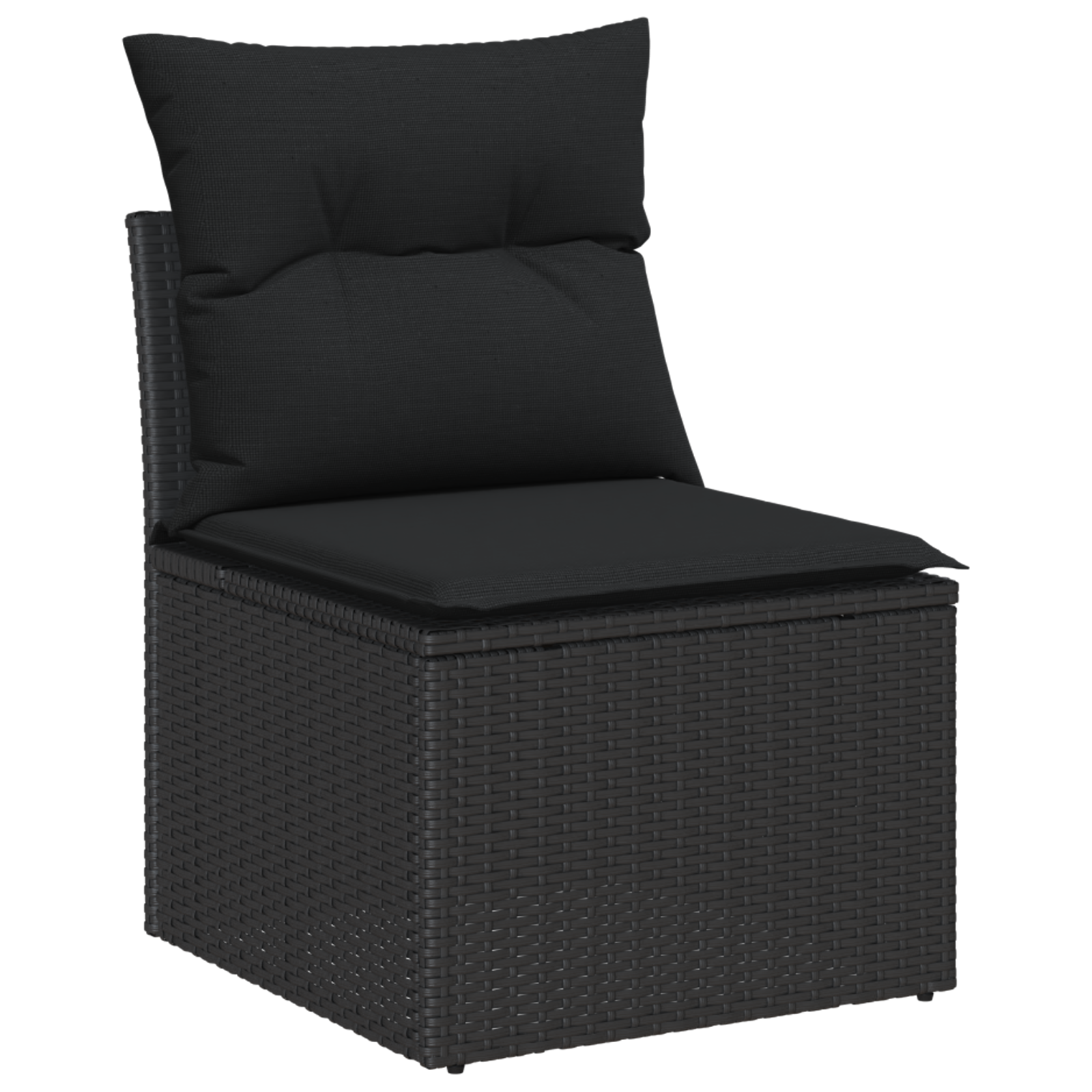 9 darabos kerti kanapé szett párnákkal, fekete poli rattan akácia, 2 személyes kerti kanapé tárolóval és párnákkal, fekete poli rattan, 3 darabos kerti étkező szett párnákkal, fekete poli rattan akácia