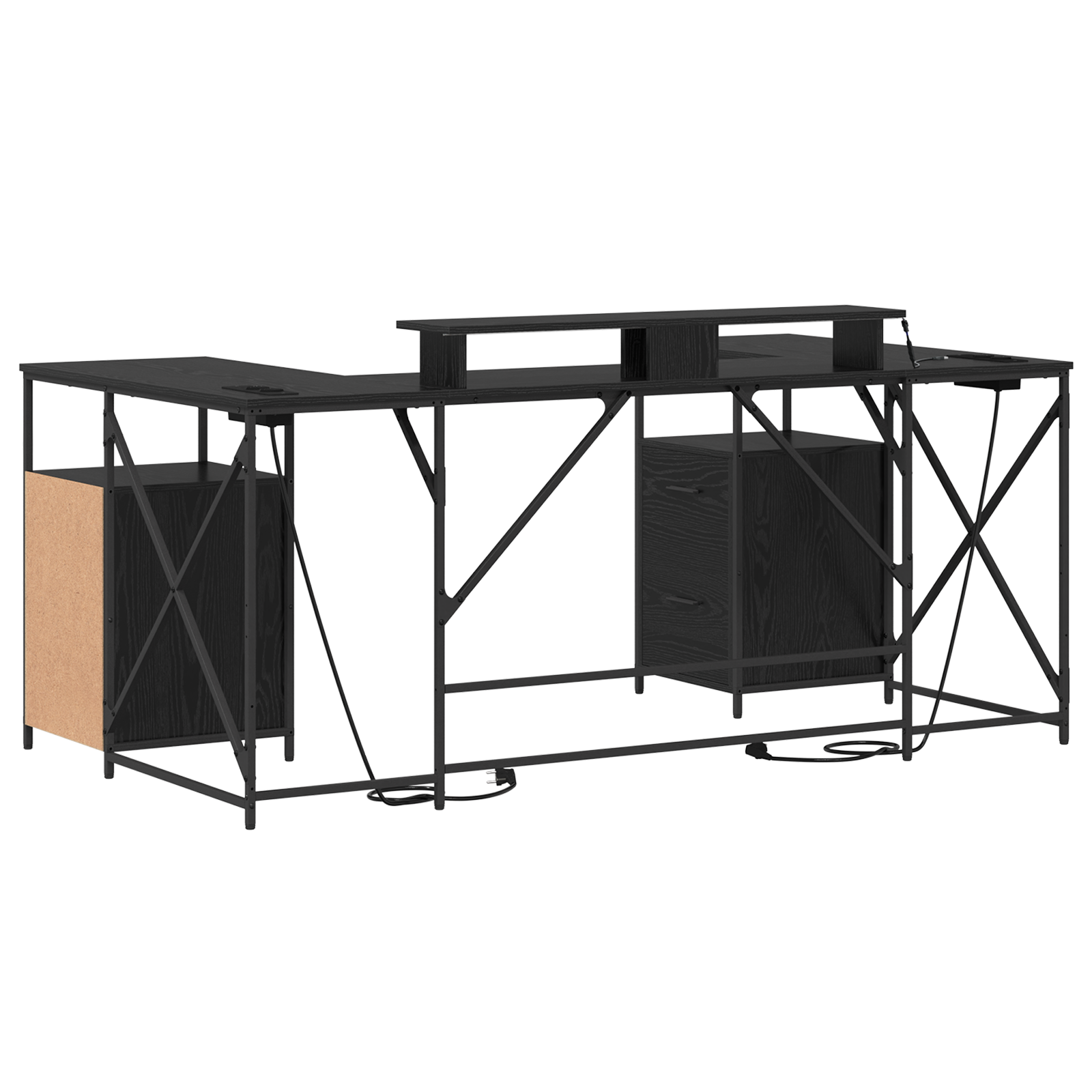 Asztal fiókkal tárolóval fekete tölgy 182 x 101 x 87.5 cm faanyag Asztal fiókkal tárolóval fekete tölgy 182 x 101 x 87.5 cm faanyag