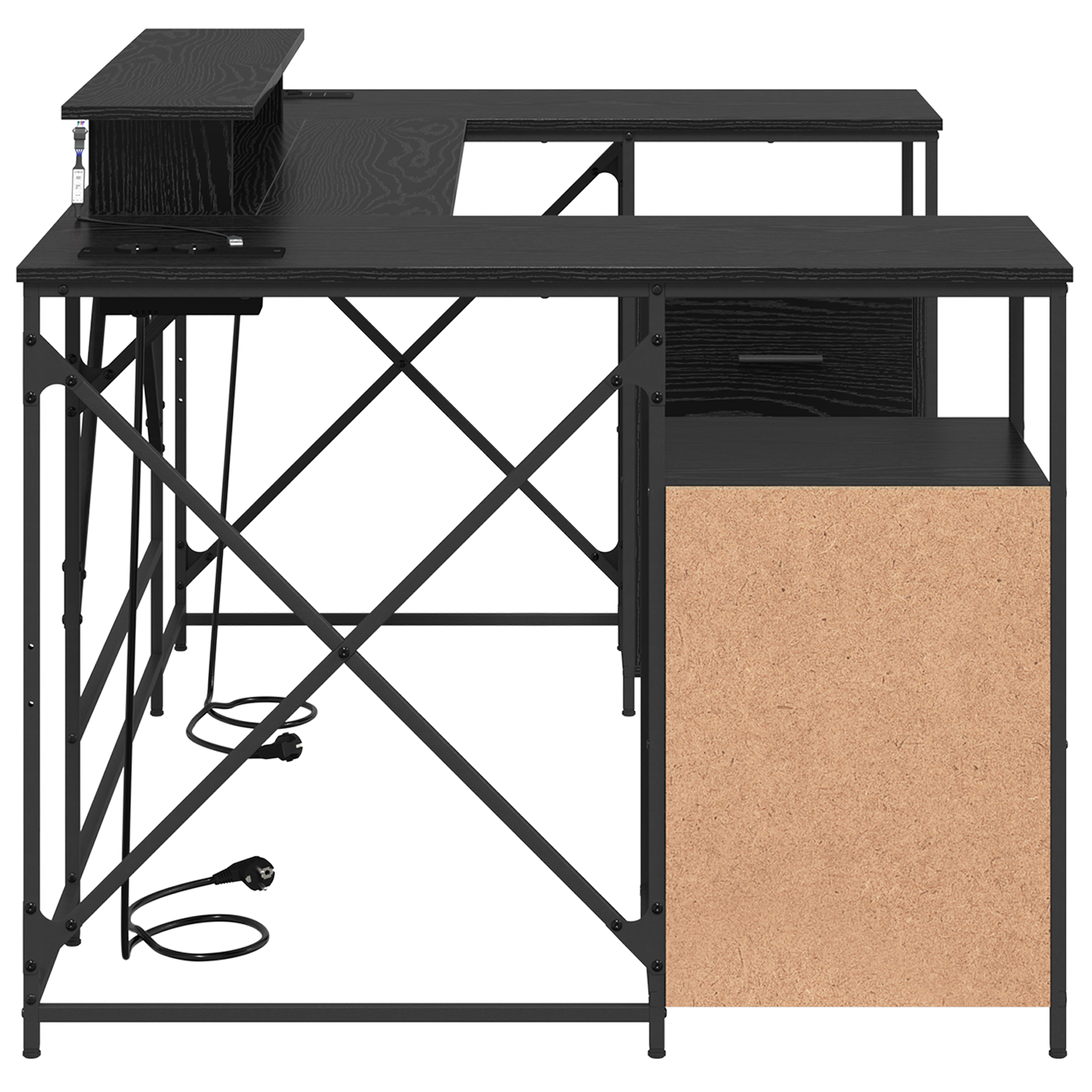 Asztal fiókkal tárolóval fekete tölgy 182 x 101 x 87.5 cm faanyag Asztal fiókkal tárolóval fekete tölgy 182 x 101 x 87.5 cm faanyag