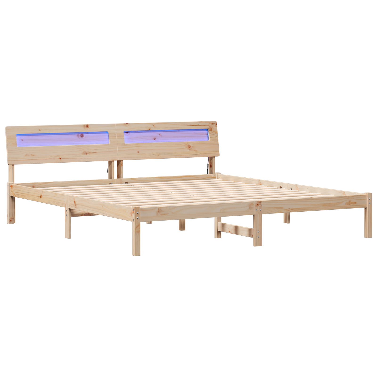 Ágykeret barna 200 x 200 cm tömör fenyőfa és tömör fenyőfa