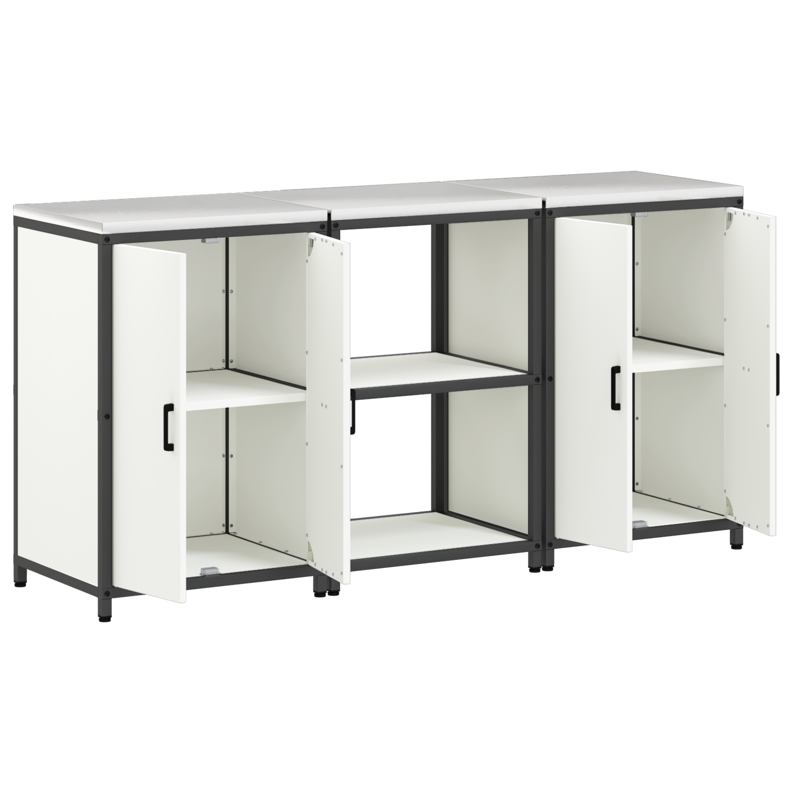 Konyhai tároló készlet polcokkal tárolóval ajtóval 3 pcs fehér 180 x 50 x 92 cm