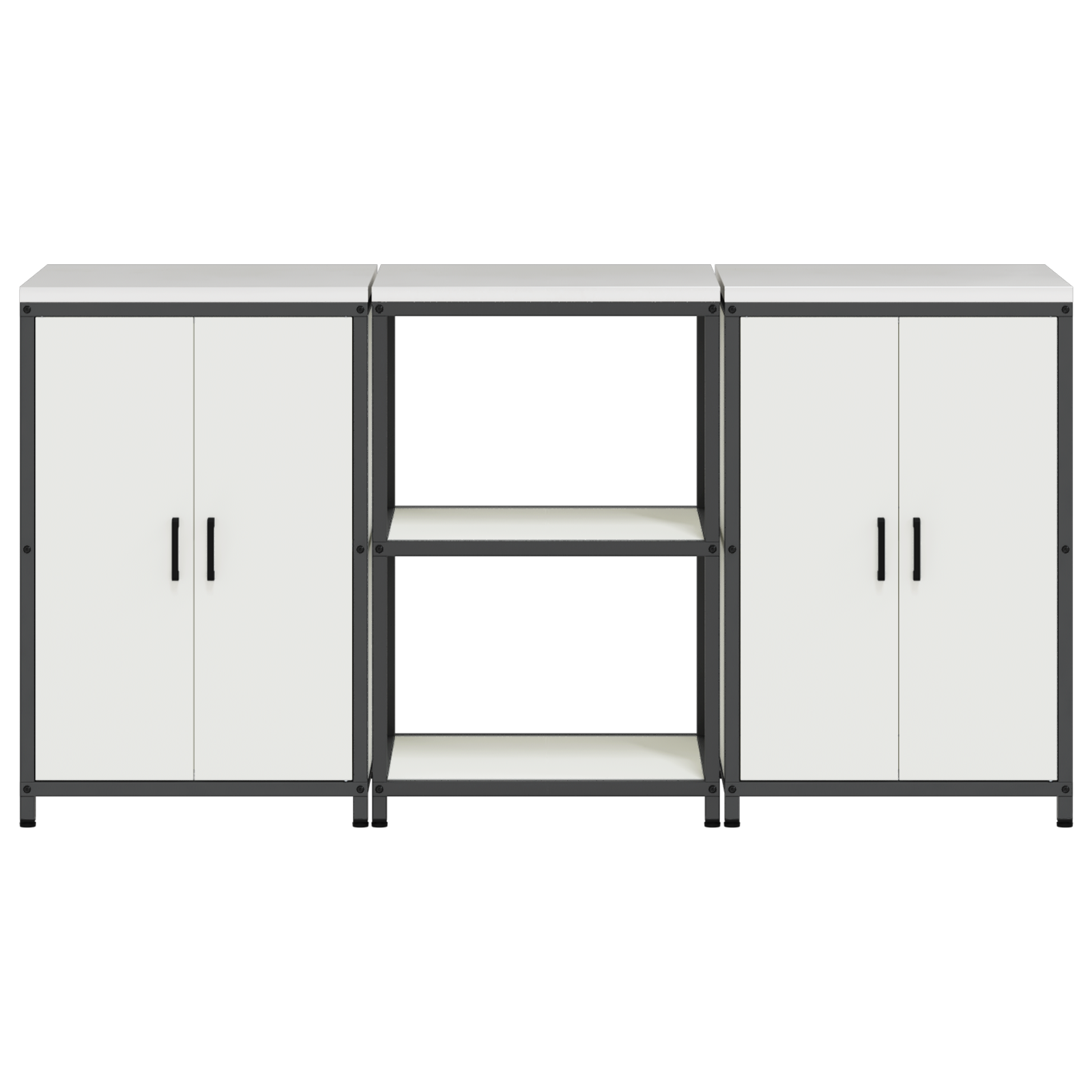 Konyhai tároló készlet polcokkal tárolóval ajtóval 3 pcs fehér 180 x 50 x 92 cm