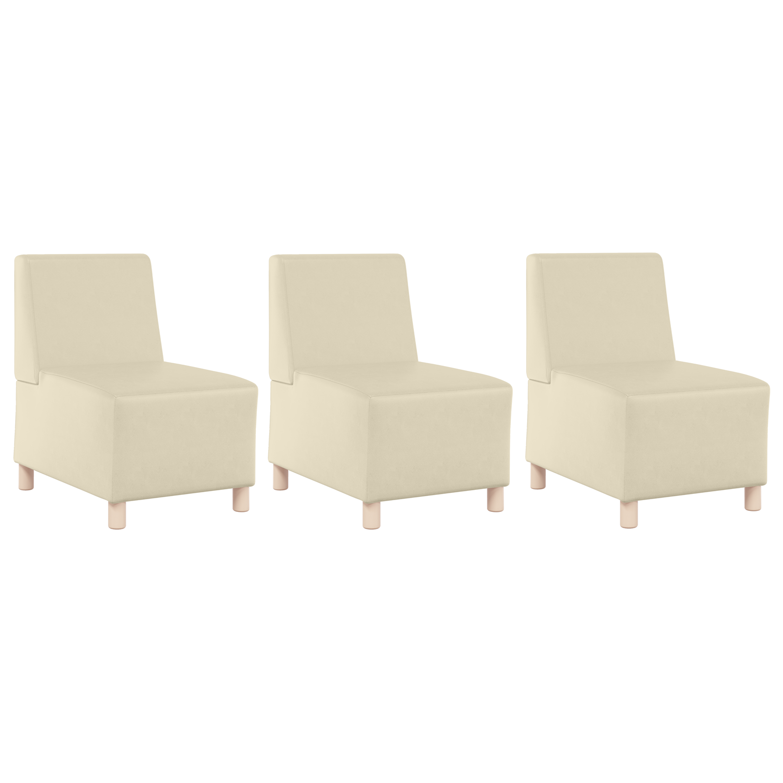 Kanapék székek 3 pcs krém 55 x 74 x 82 cm műbőr Kanapék székek 3 pcs krém 55 x 74 x 82 cm műbőr
