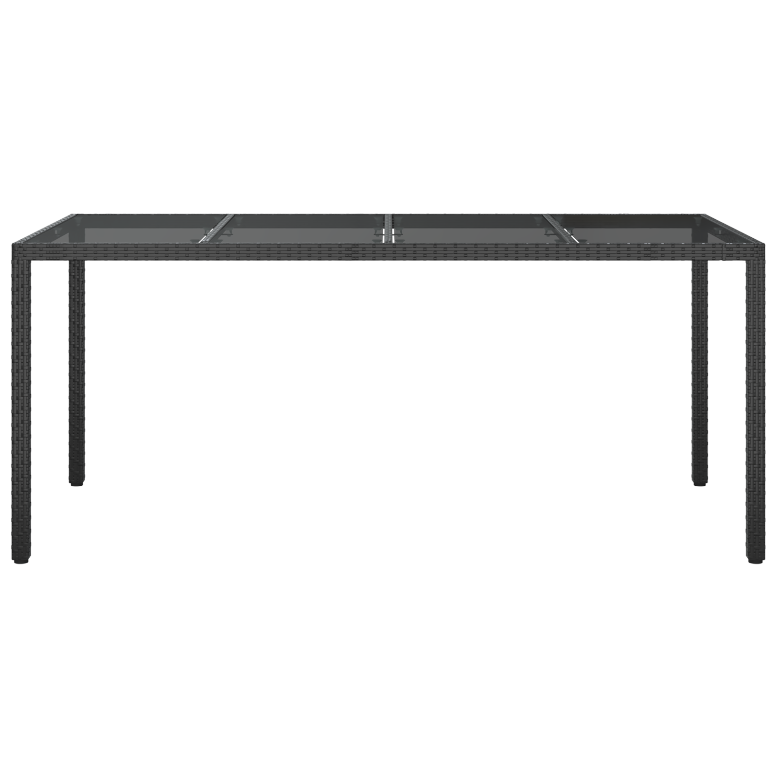 Kerti étkezőasztal fekete 190x90x75 cm polirattan