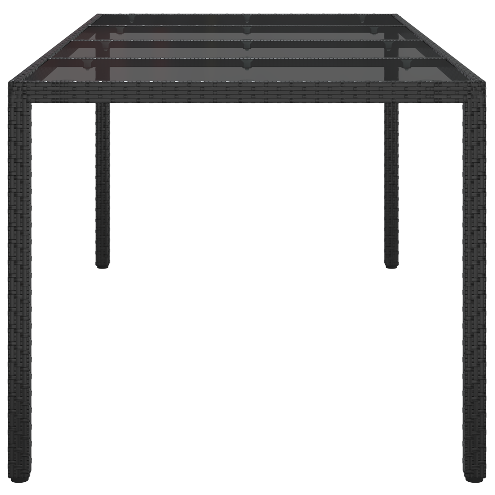 Kerti étkezőasztal fekete 190x90x75 cm polirattan