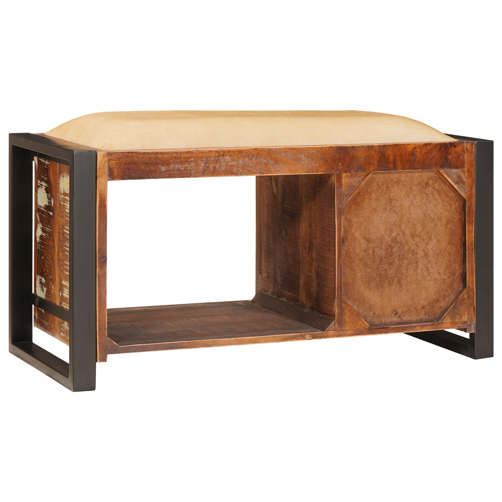 Tárolópad többszínű 80x35x40 cm tömör fa újrahasznosított