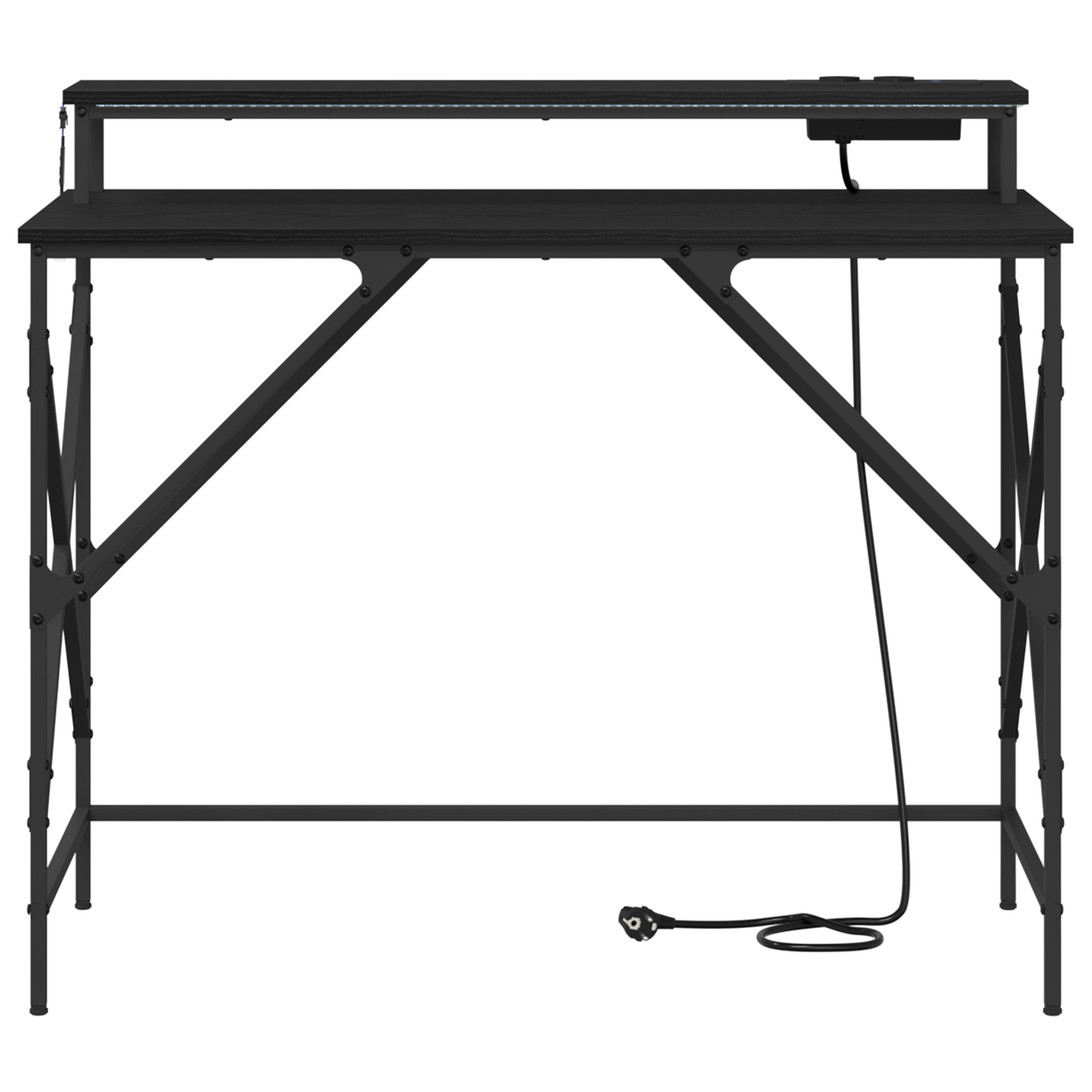 Asztal led -es lámpákkal tárolóval musta tammi 100 x 50 x 86.5 cm faanyag