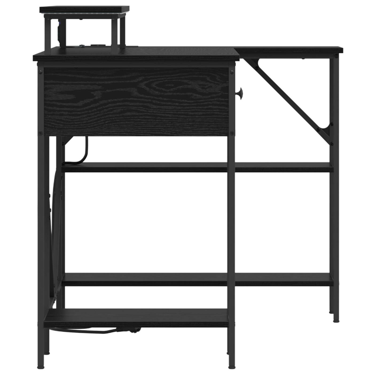 Asztal led -es lámpákkal fiókkal polcokkal tárolóval musta tammi 120 x 79 x 86.5 cm faanyag