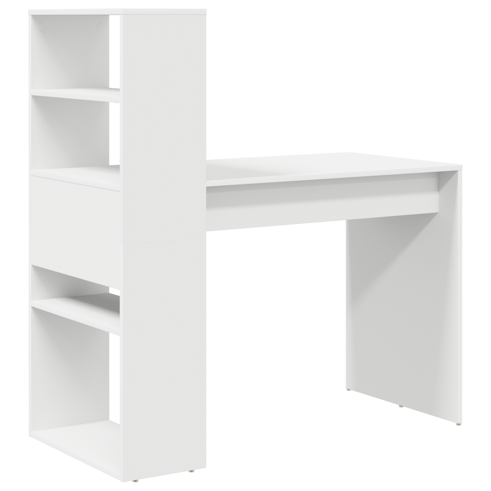 Asztal tárolással fehér 113x54x120 cm szerelt fa