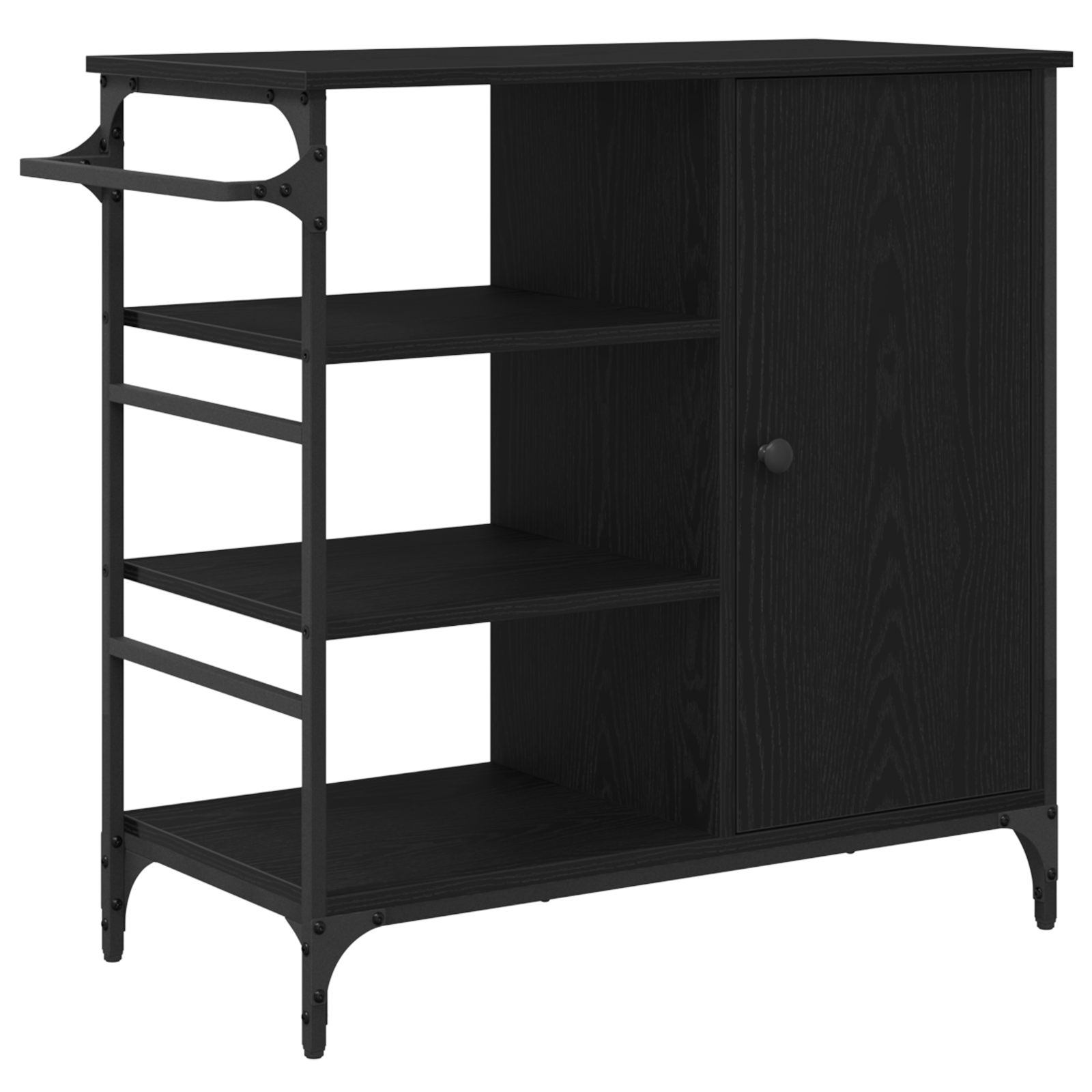 Konyhai kocsi fekete tölgy 87.5x38.5x84.5 cm szerelt fa