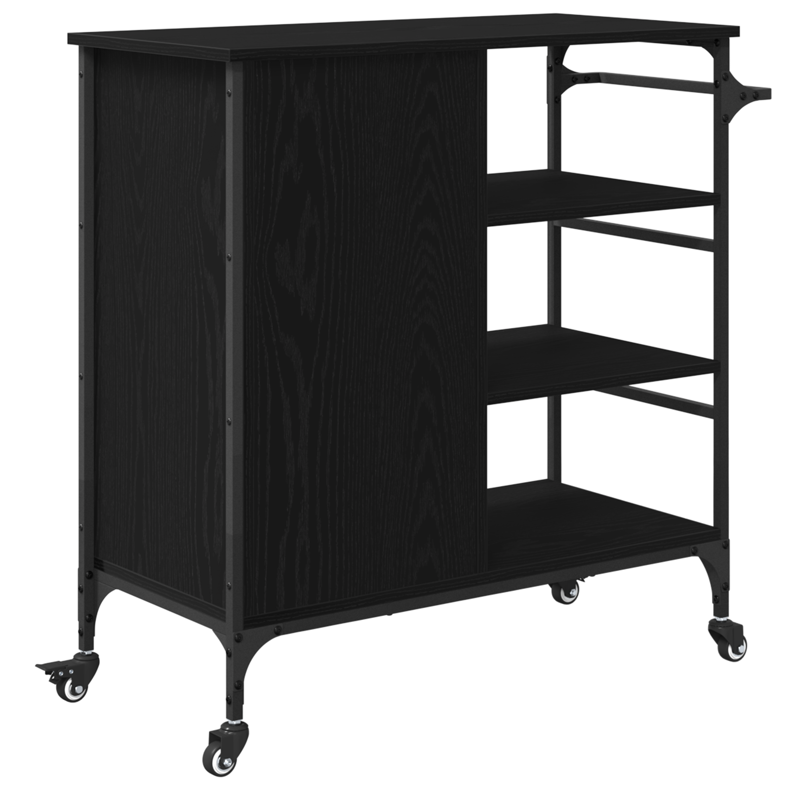 Konyhai kocsi fekete tölgy 87.5x38.5x84.5 cm szerelt fa