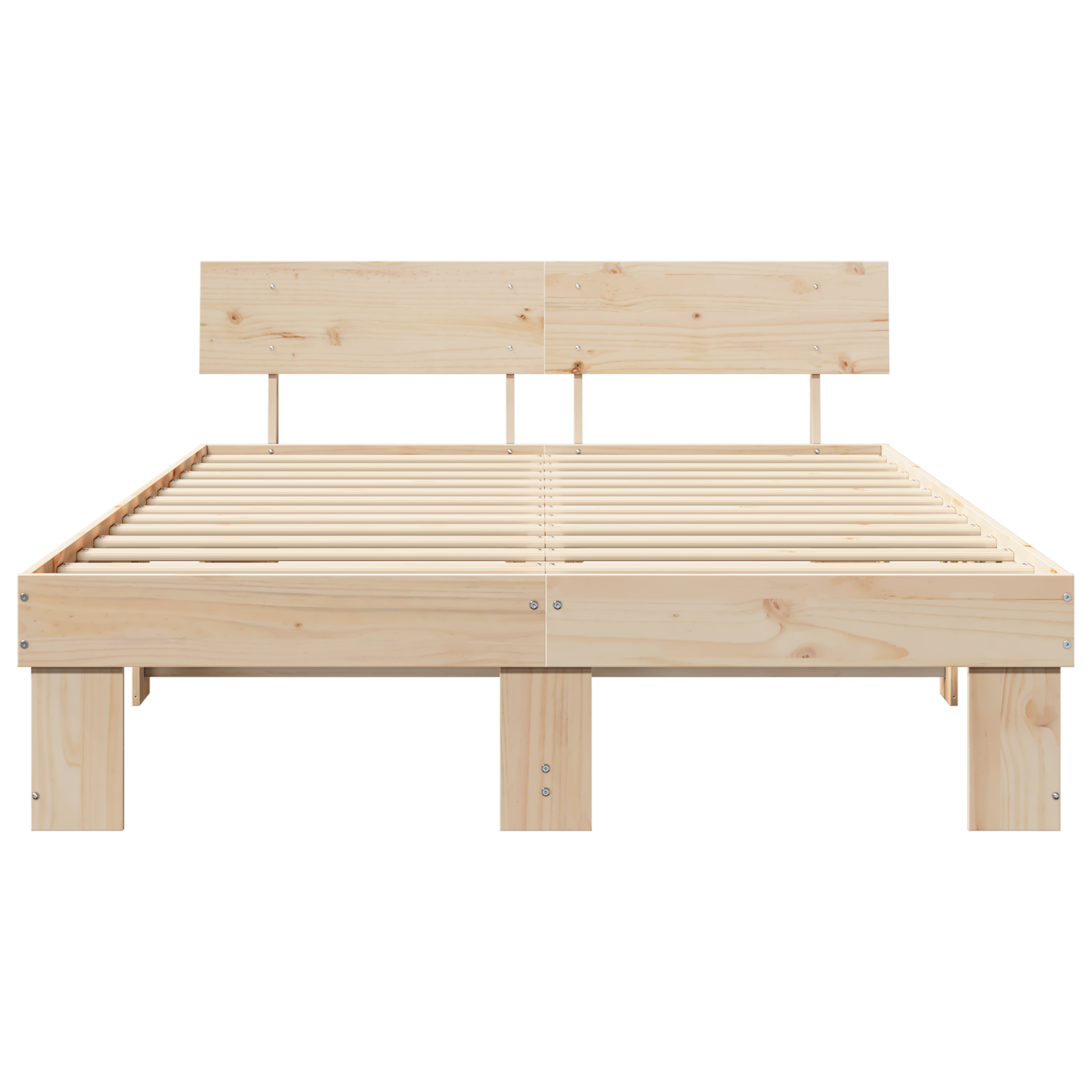 Ágykeret fejtámlával barna 150 x 200 cm tömör fenyőfa