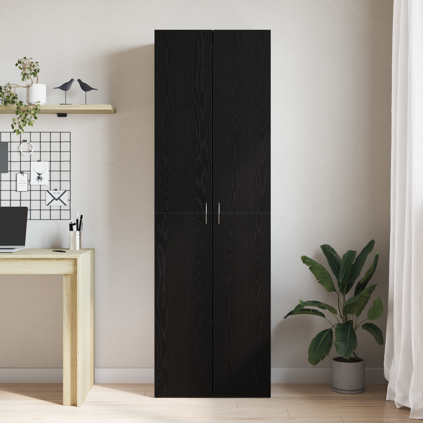 Iroda szekrény fekete tölgy 60x32x190 cm műgyanta