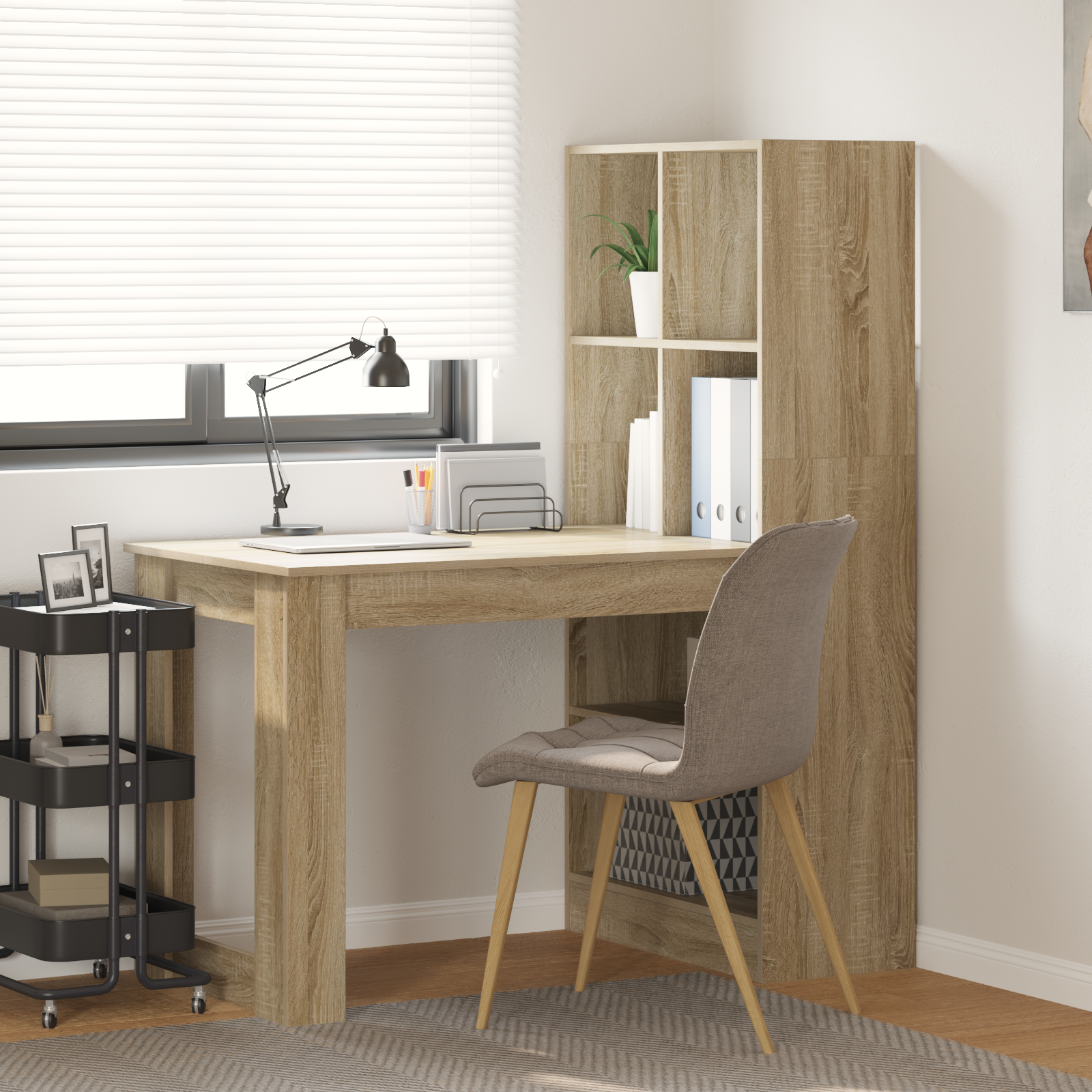 Asztal sonoma tölgy 122 x 67 x 145 cm műgyanta és forgácslap