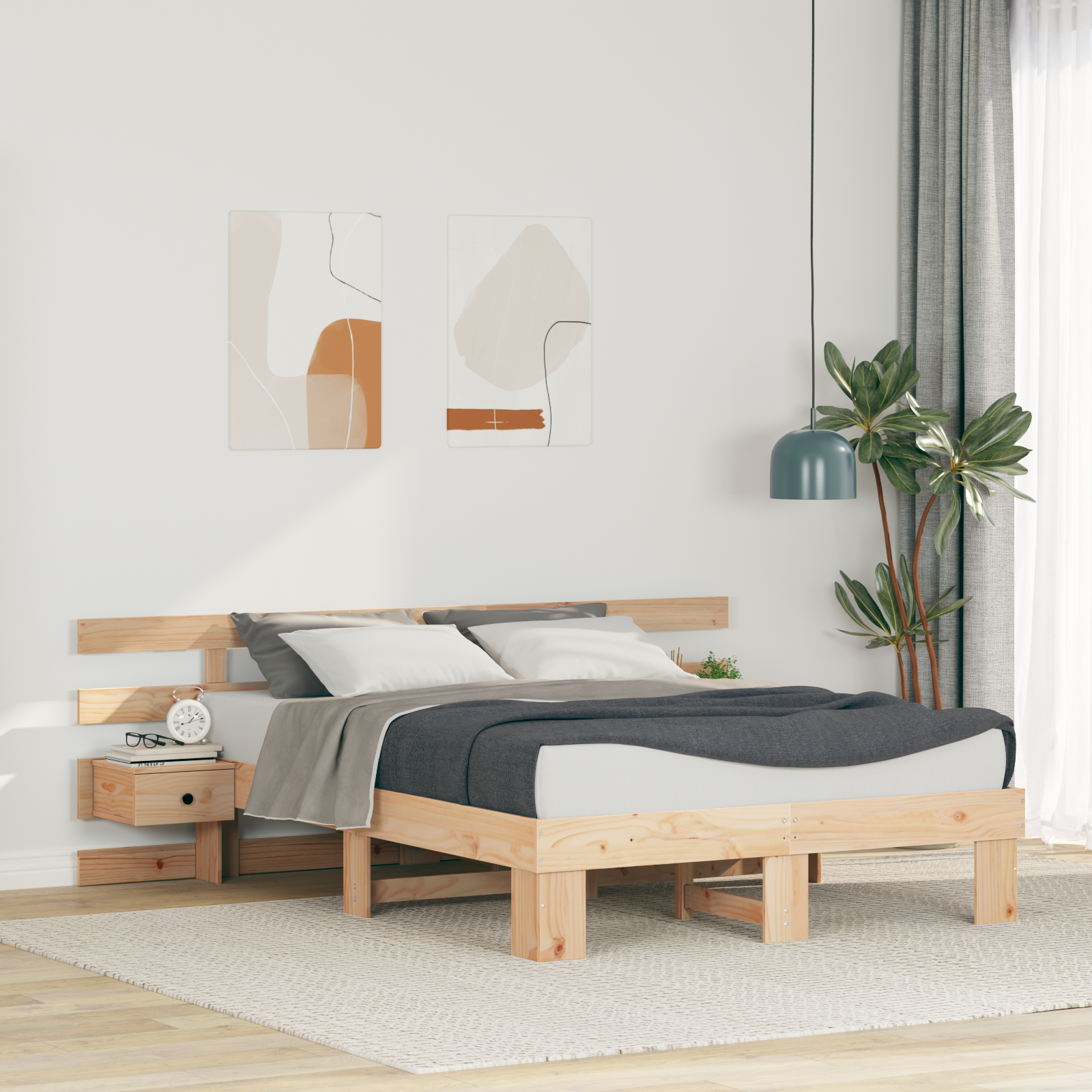 Ágykeret barna 120 x 200 cm tömör fenyőfa és tömör fenyőfa