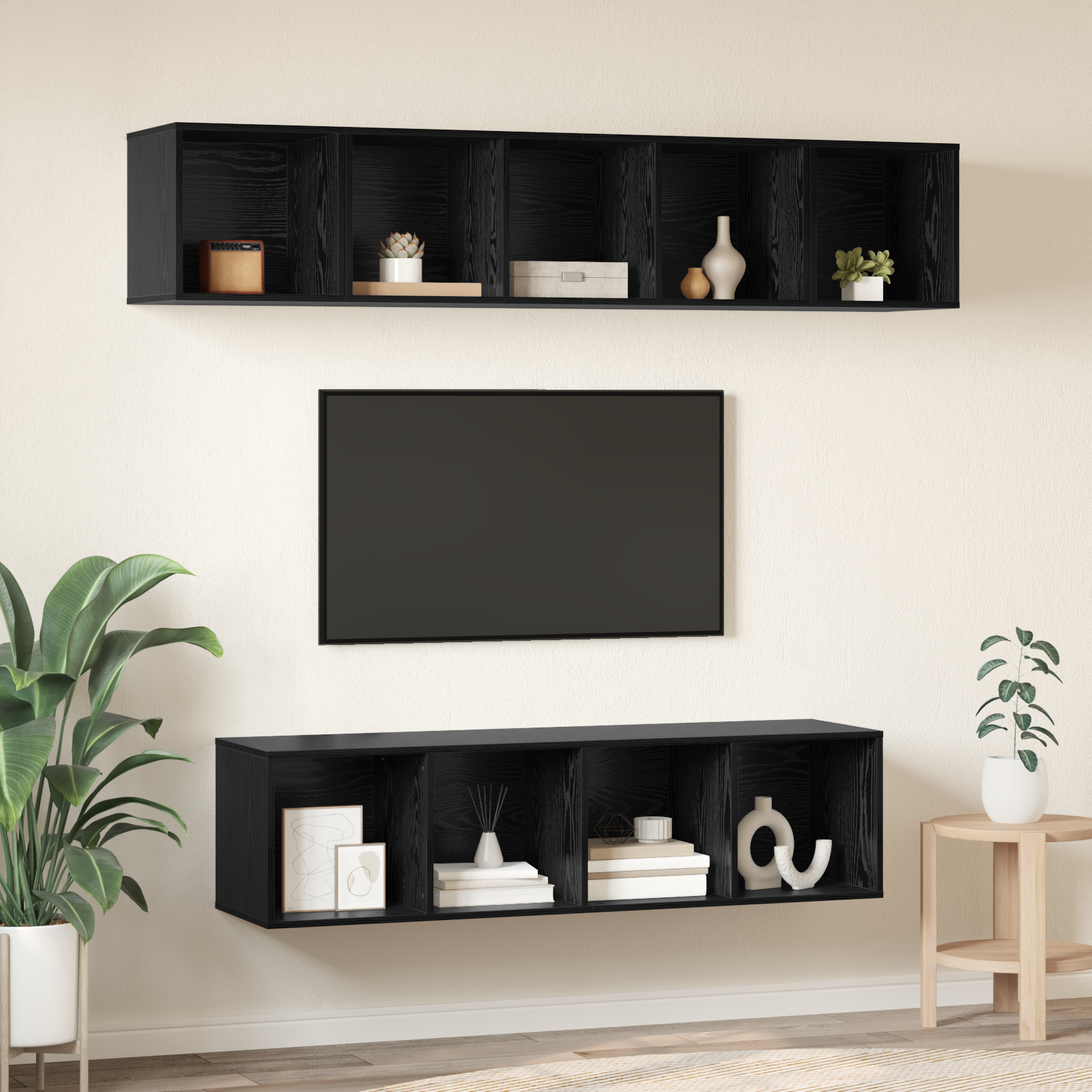 Tv szekrény garnitúra 4 pcs musta tammi 37 x 37 x 142.5 cm Tv szekrény garnitúra 4 pcs musta tammi 37 x 37 x 142.5 cm