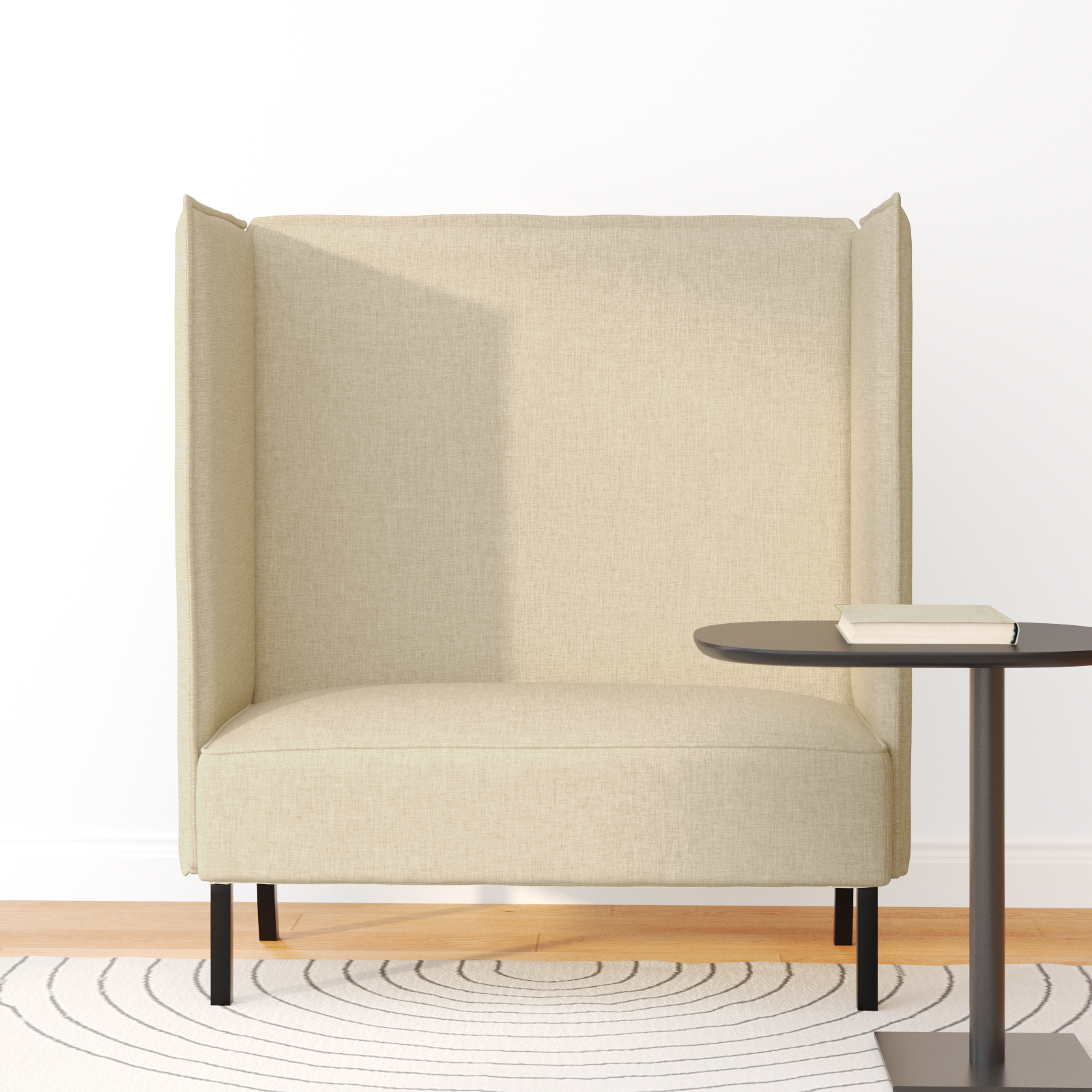 Magas háttámlás kanapé krém 109x56x121 cm textil