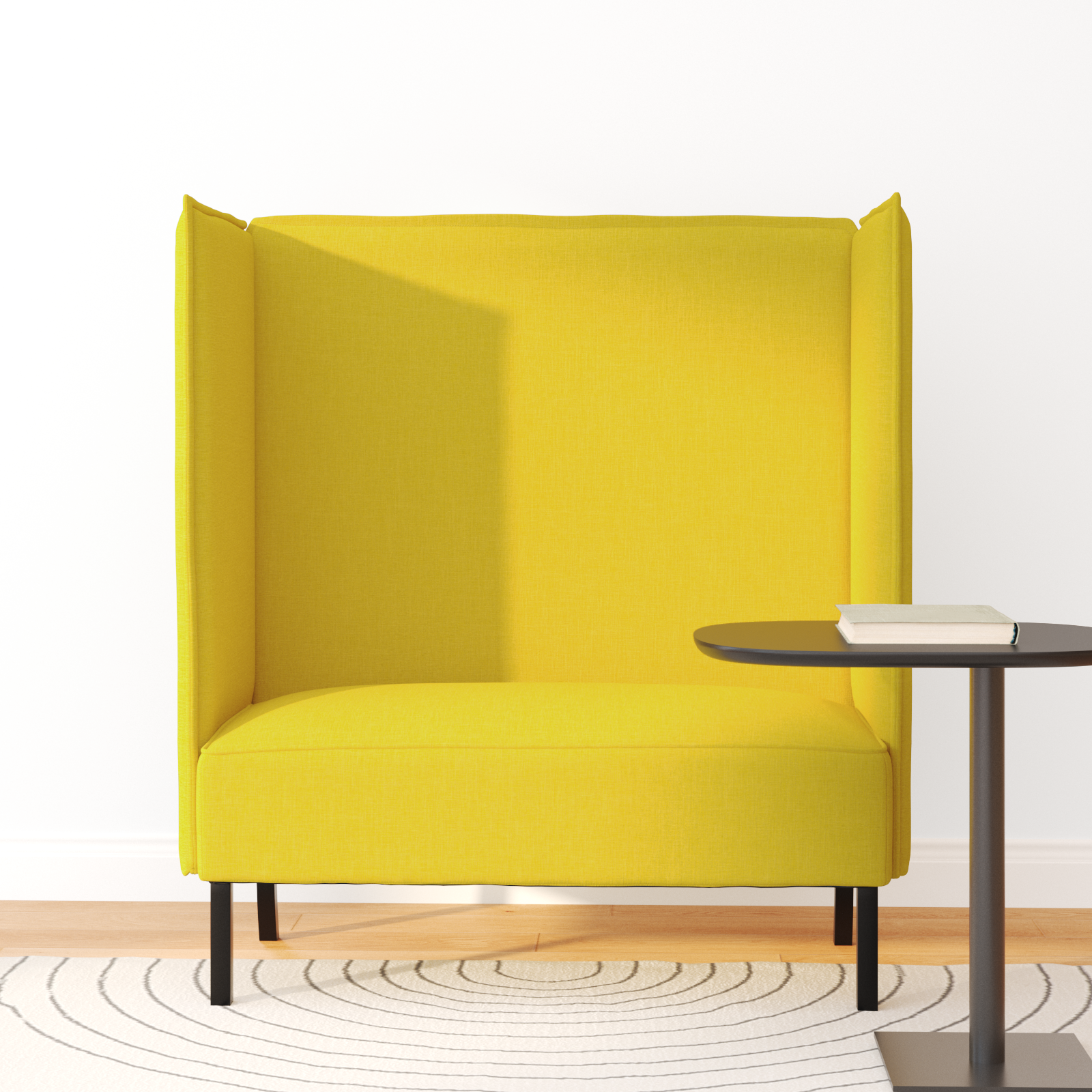 Magas háttámlás kanapé világos sárga 109x56x121 cm szövet