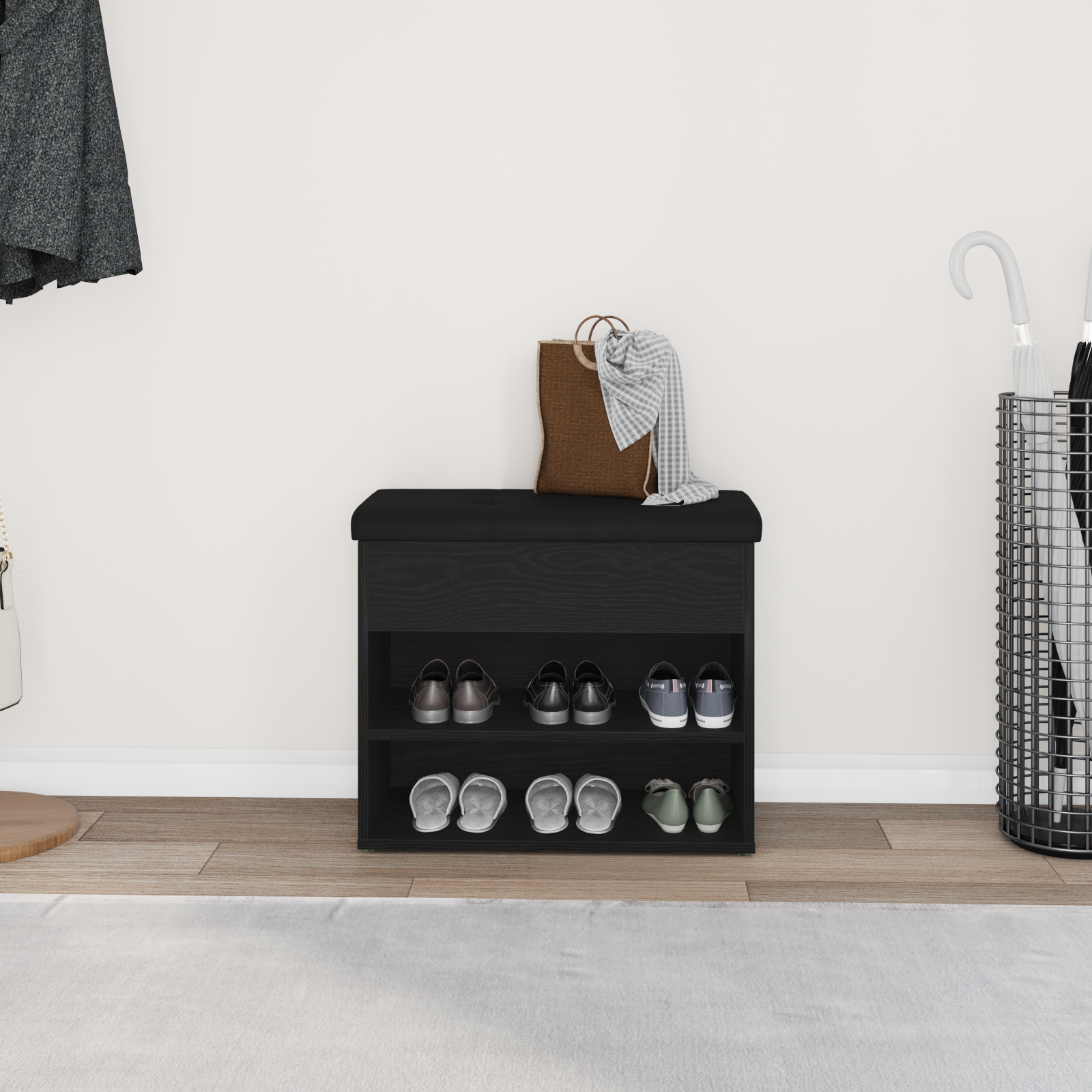 Tárolópad fekete tölgy 60x30x48 cm műanyag