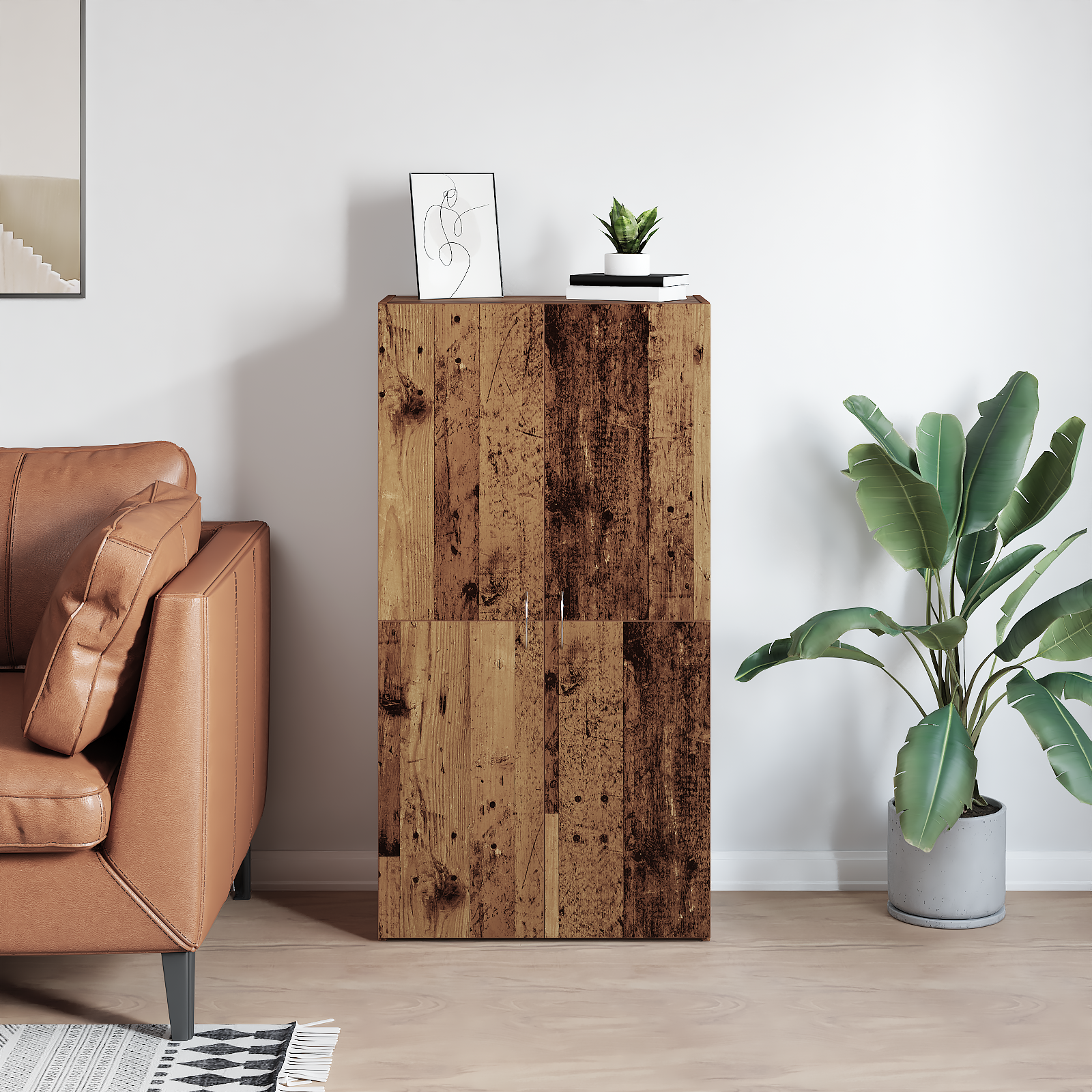 Irodai szekrény polcokkal tárolóval ajtóval öreg fa 60 x 32 x 115 cm faanyag