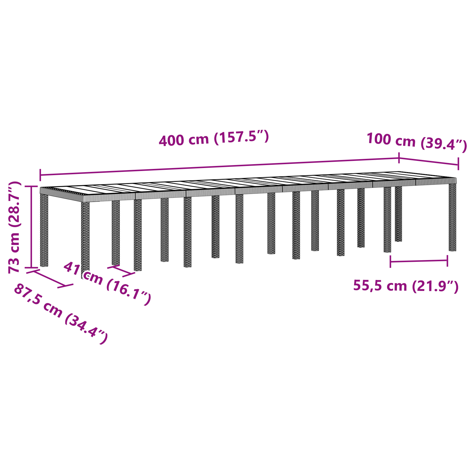 17 darabos kerti étkezőszett párnákkal fehér poli rattan