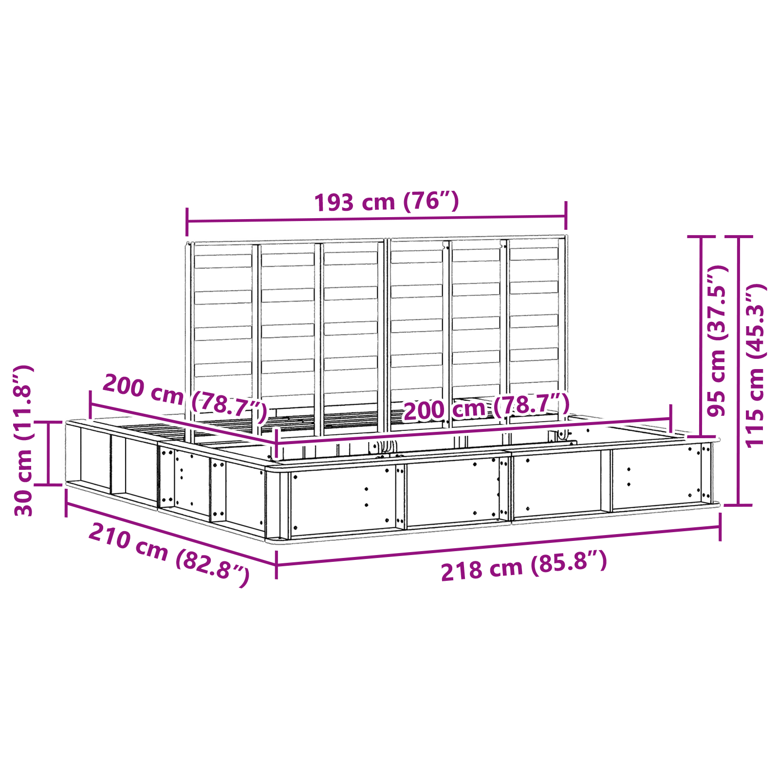 Ágykeret felnyitható tárolóval viasszal kezelt barna 180x200 cm szilárd fenyő