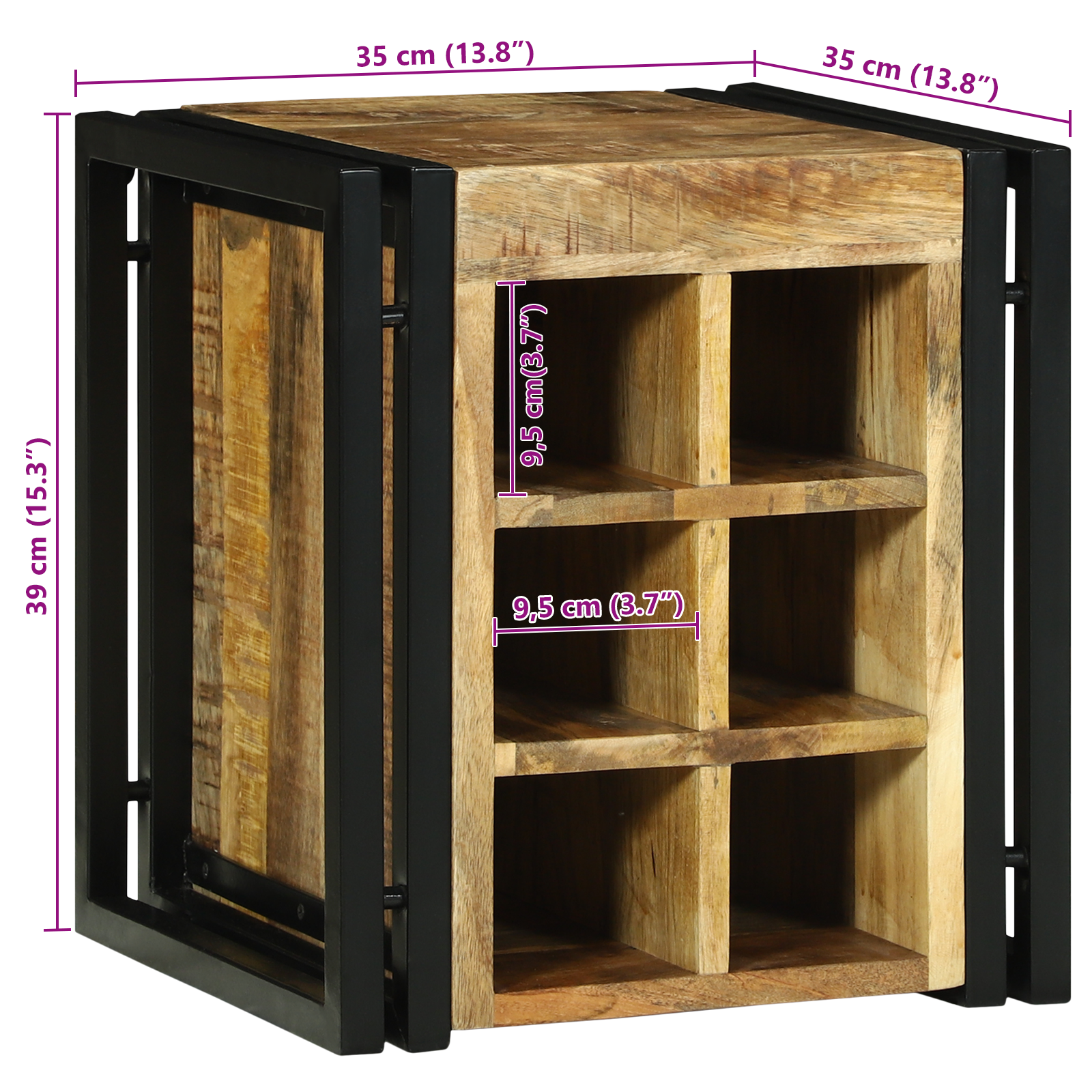 Boros szekrény 34,5 x 35 x 39 cm tömör fa durva mangófából