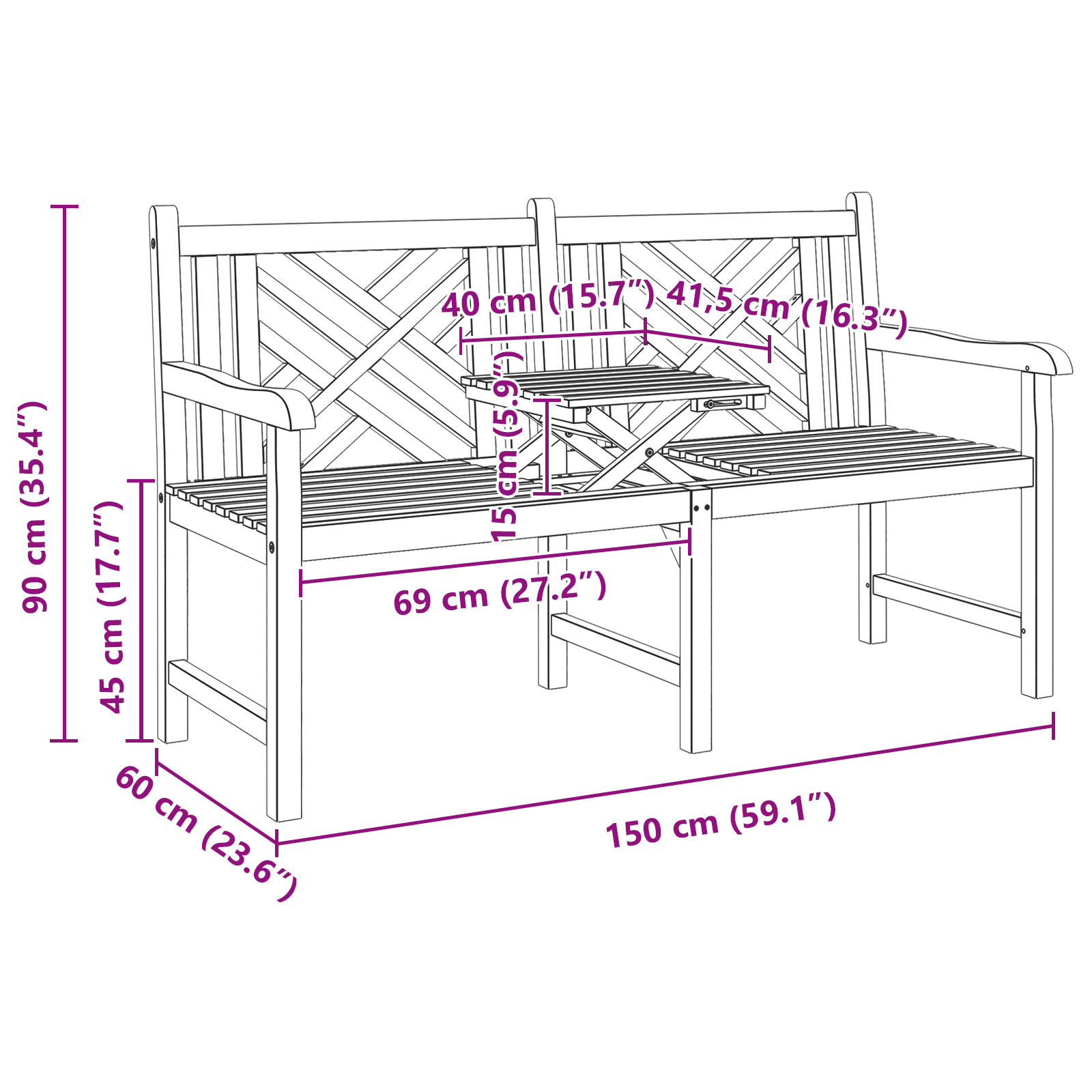 Pad egyéb barna 150 x 60 x 90 cm tömör tíkfa