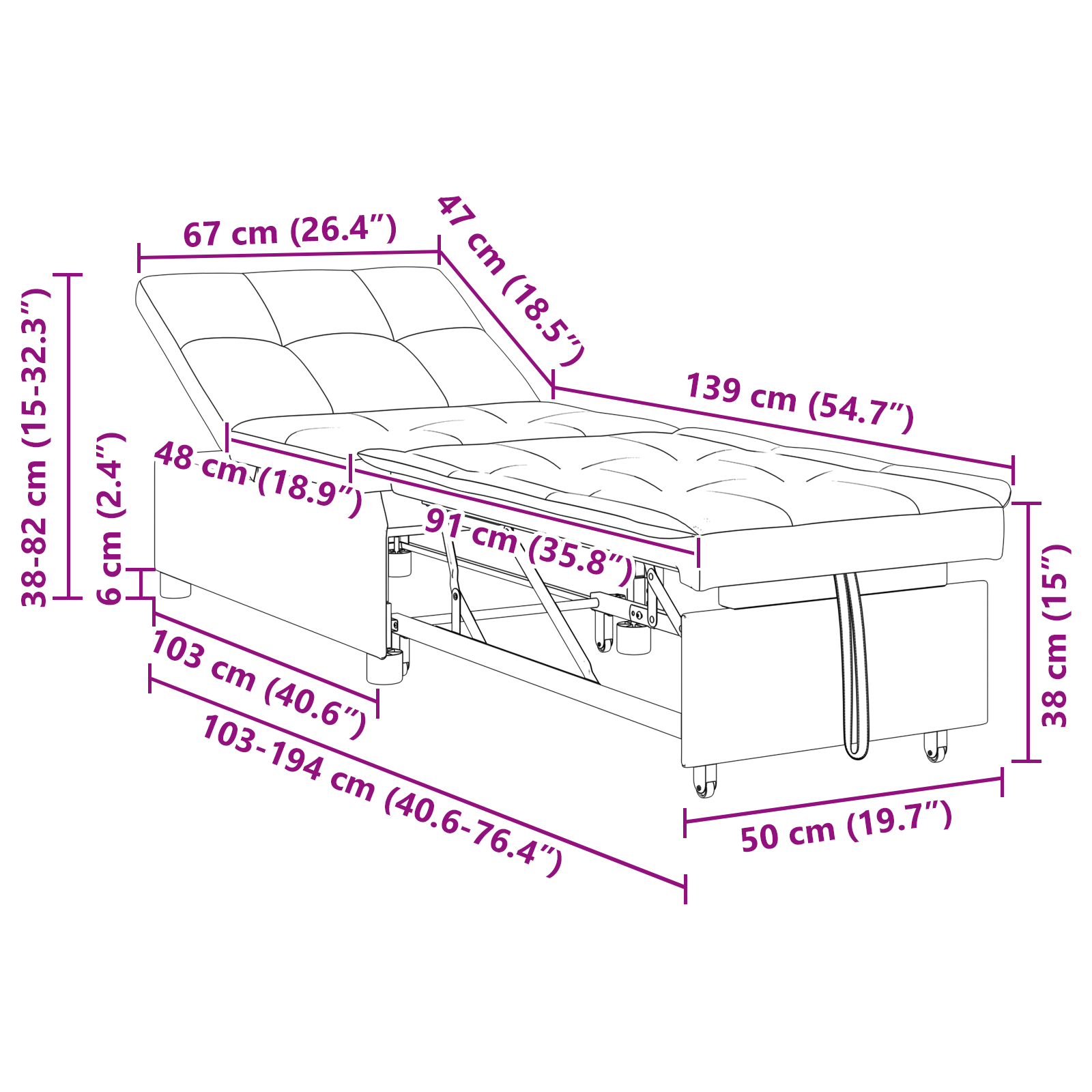 Sofa ágy 3 az 1-ben kihúzható design világosszürke szövet