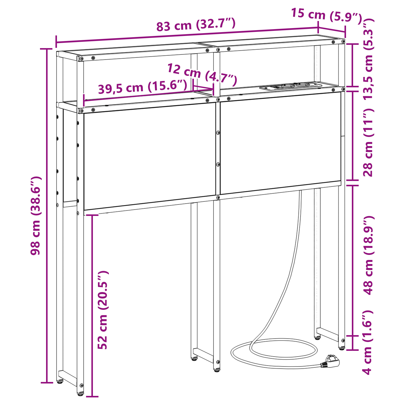 Tároló fejtámla fejtámlával tárolóval szürke sonoma 80 cm faanyag