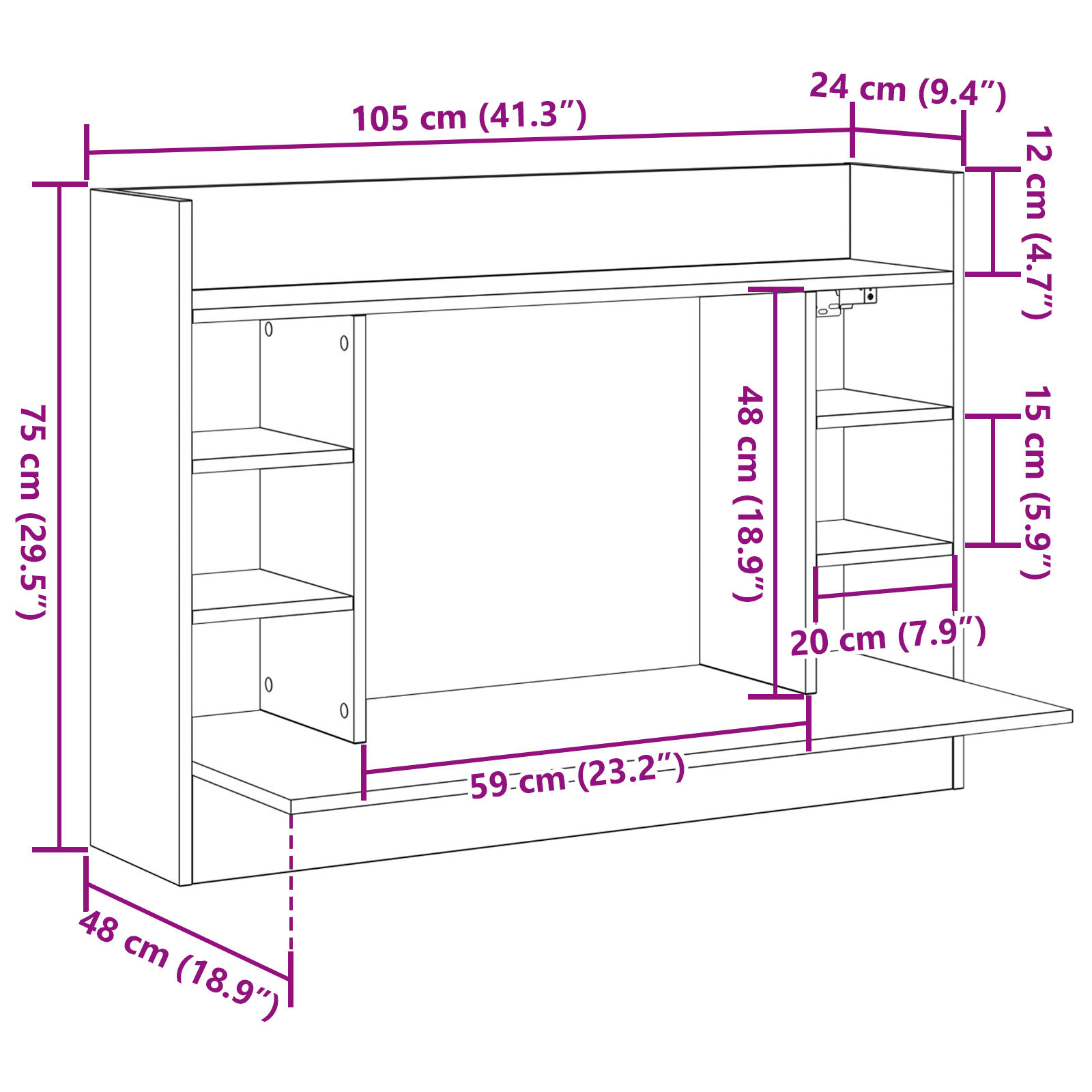 Falra szerelhető íróasztal mesteri fa 105x48x75 cm mérnöki fa