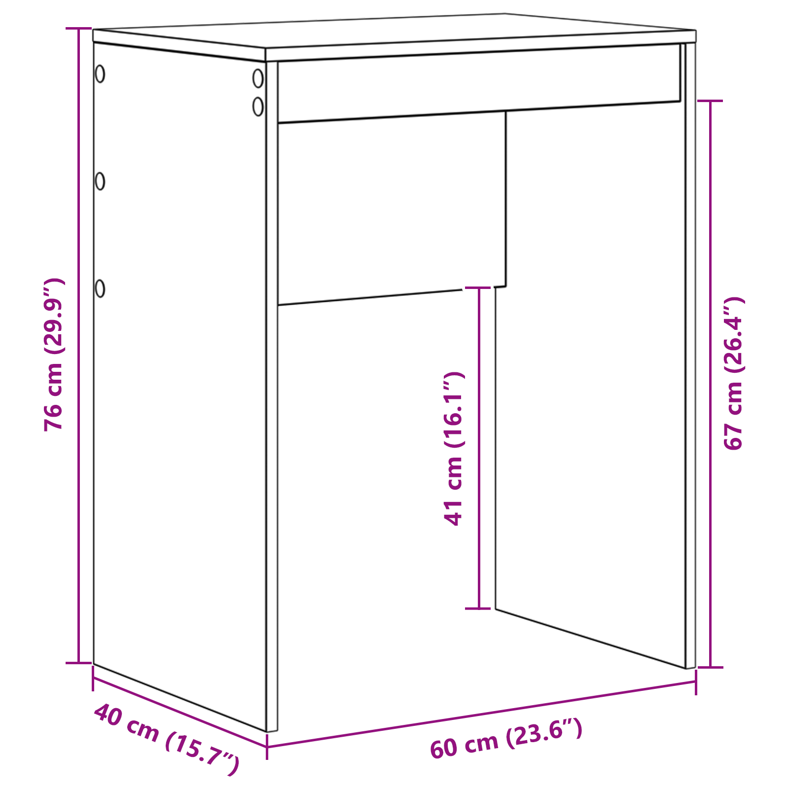 Íróasztal fekete tölgy rétegelt fa 60 x 40 x 76 cm íróasztal