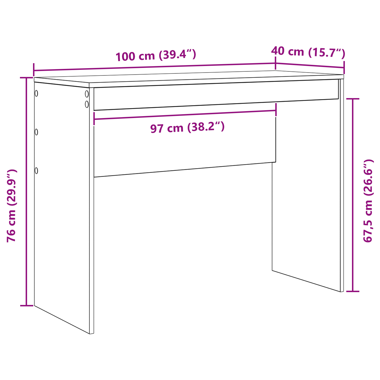 Íróasztal kézműves tölgy szerelt fa 100 x 40 x 76 cm íróasztal