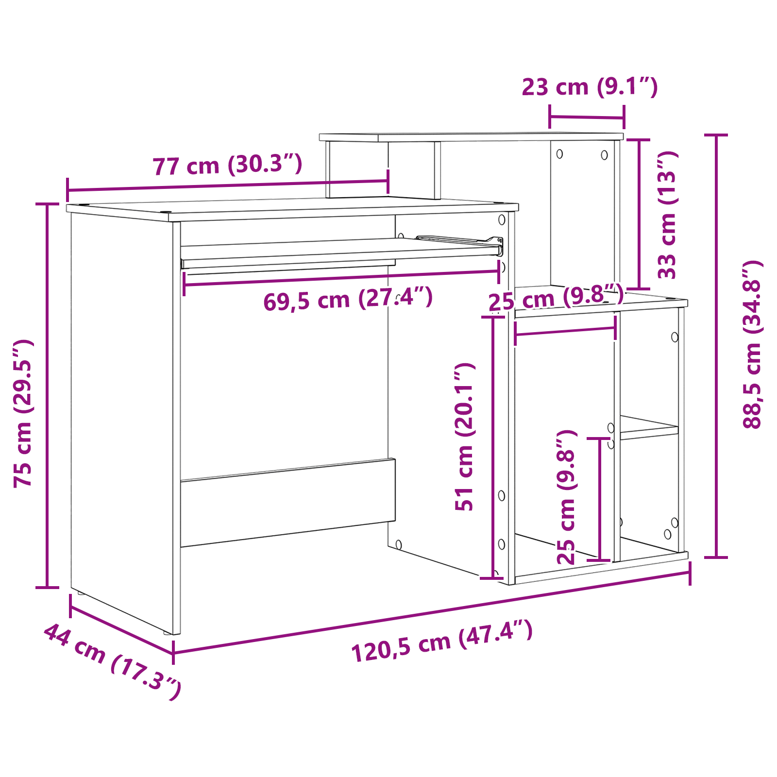 Tárolós asztal beton szürke 120.5x44x88.5 cm mérnöki fa