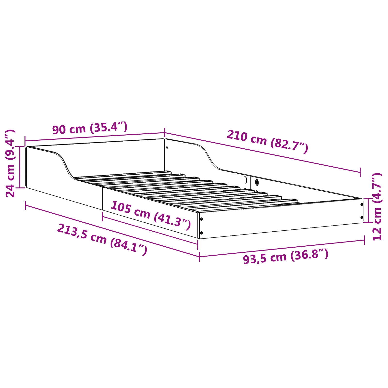 Ágykeret barna 90 x 210 cm tömör fenyőfa Ágykeret barna 90 x 210 cm tömör fenyőfa
