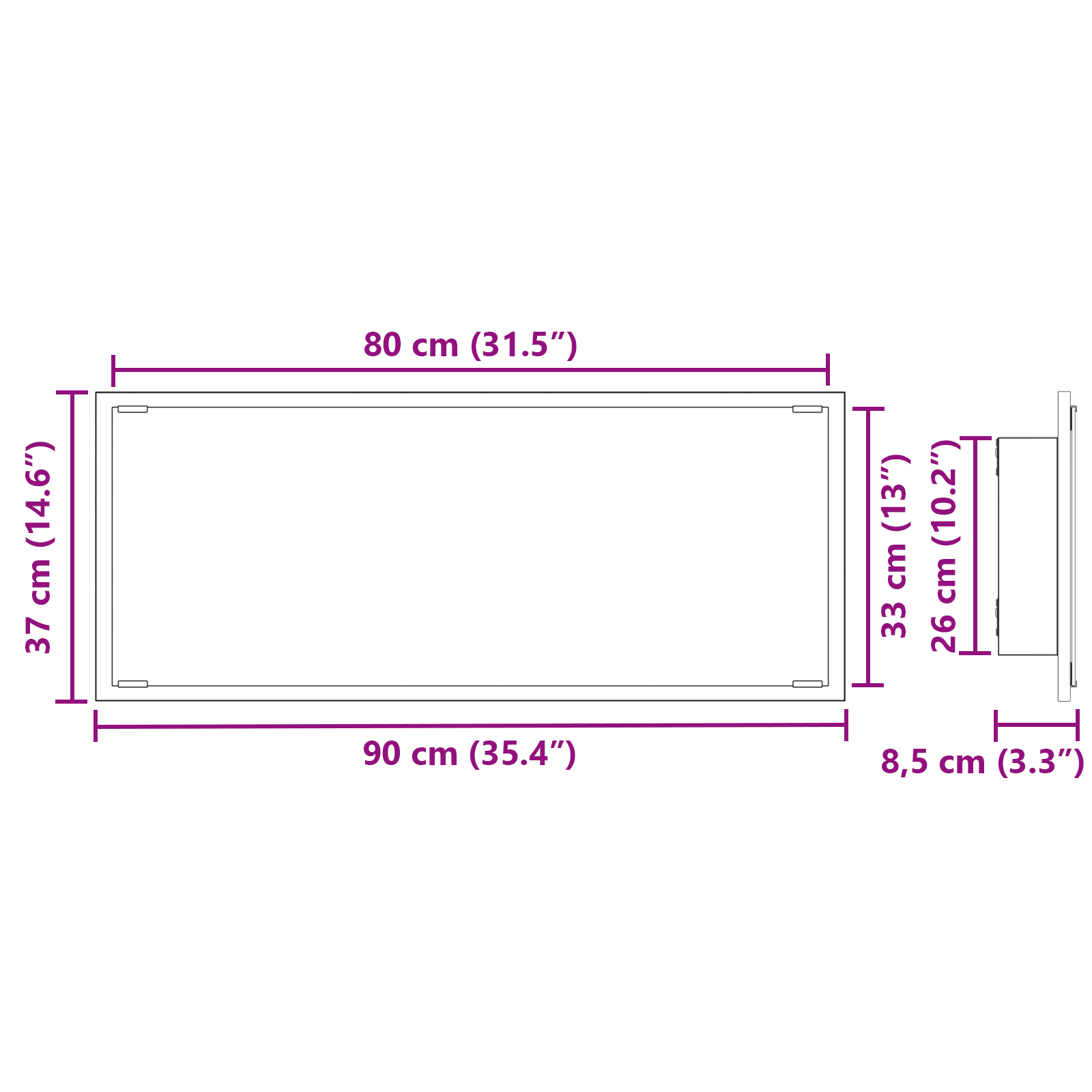 Fürdőszoba tükör régi fa szerelt fa, üveg 90 x 8.5 x 37 cm tükör