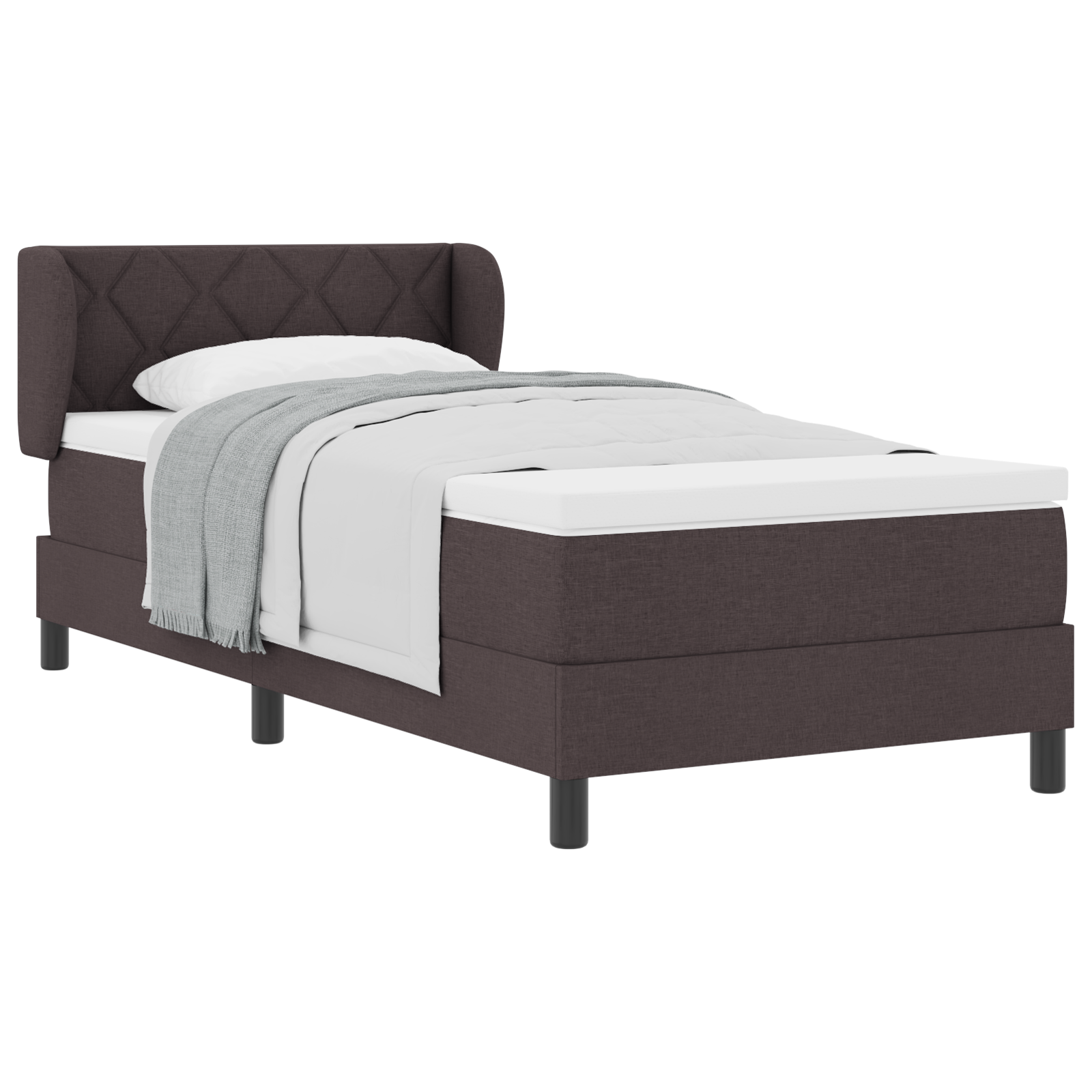 Boxspring ágy matrac nélkül sötétbarna 90x200 cm szövet
