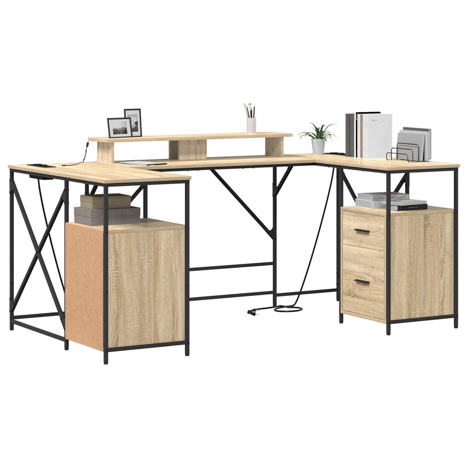 Asztal fiókkal tárolóval sonoma tölgy 182 x 101 x 87.5 cm faanyag