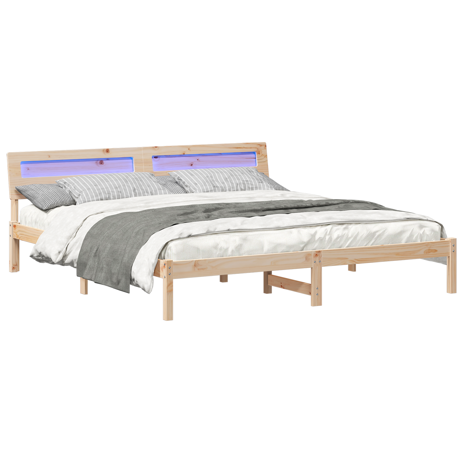 Ágykeret barna 200 x 200 cm tömör fenyőfa és tömör fenyőfa