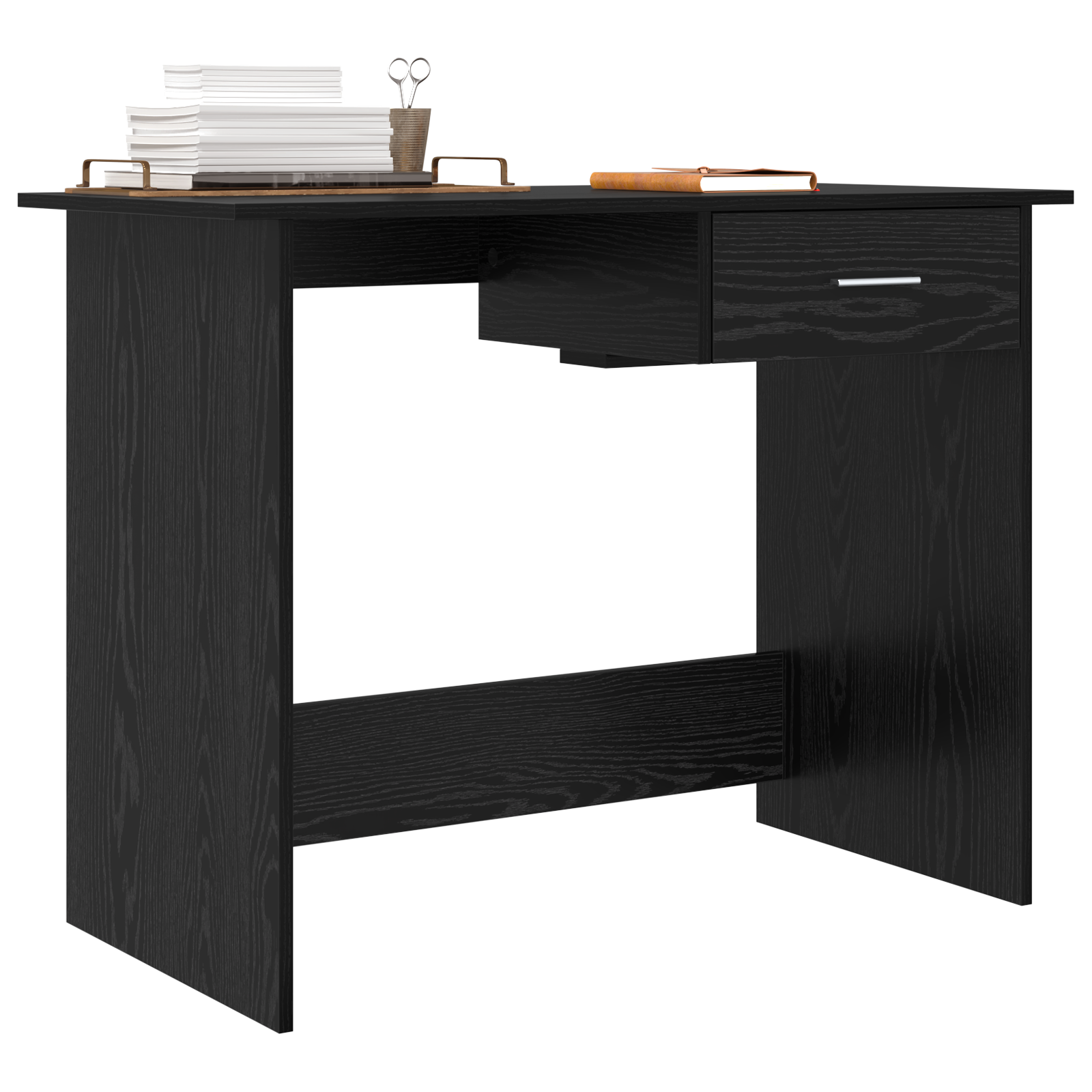 Asztal fiókkal musta tammi 100 x 50 x 76 cm faanyag Asztal fiókkal musta tammi 100 x 50 x 76 cm faanyag