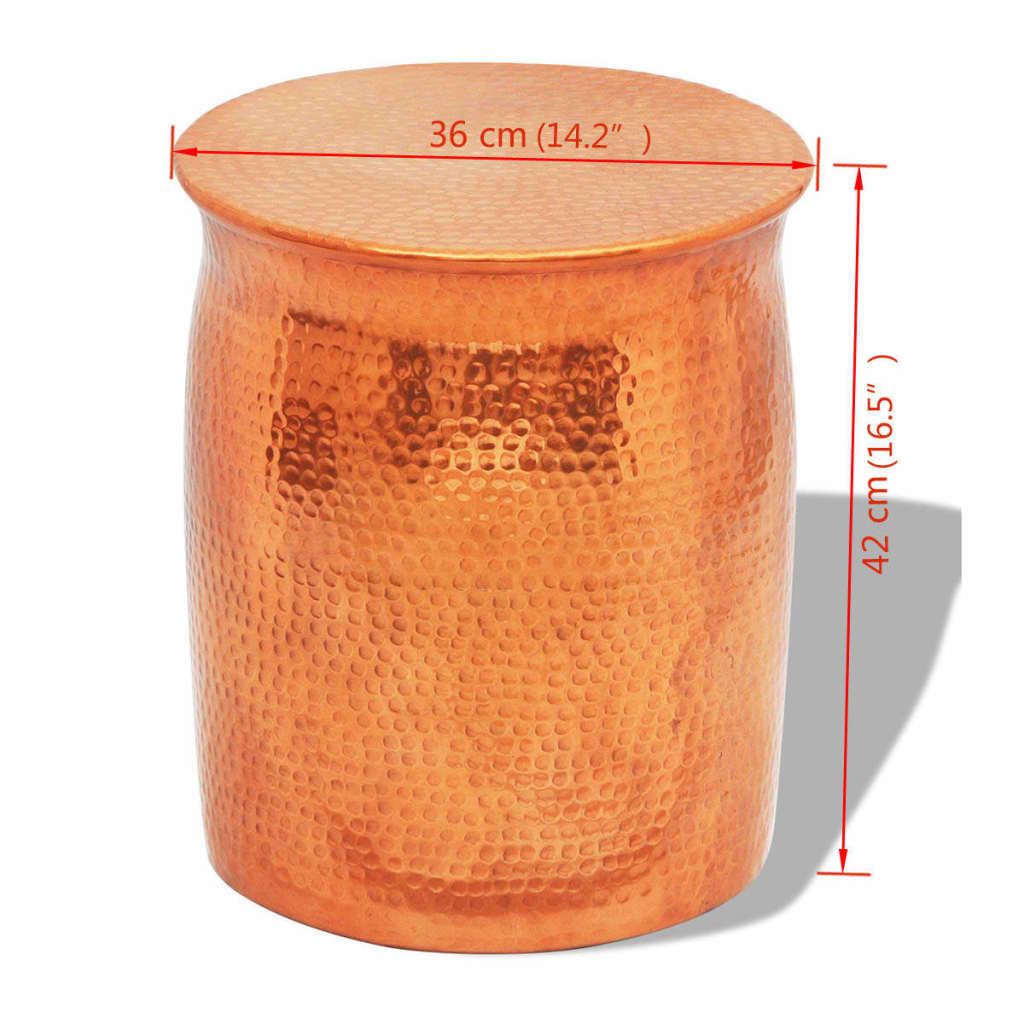 Rézszínű, kalapált alumínium ülőke/kisasztal